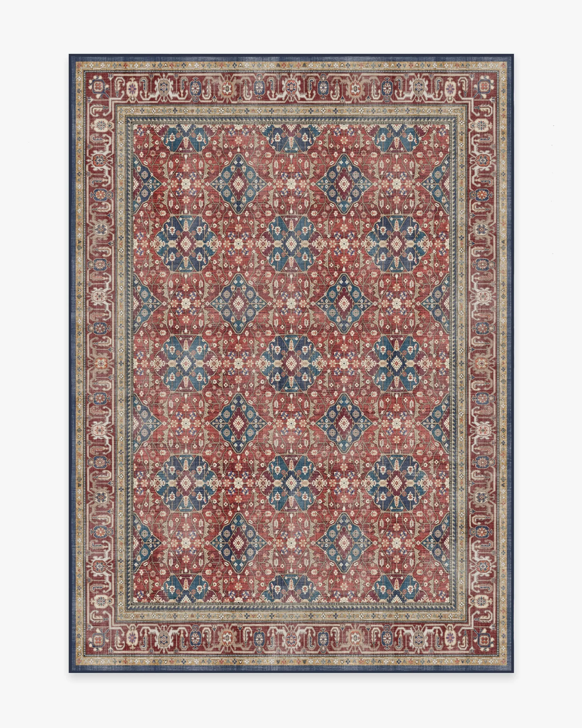 Flatwoven Area Rug Machine Washable - Red