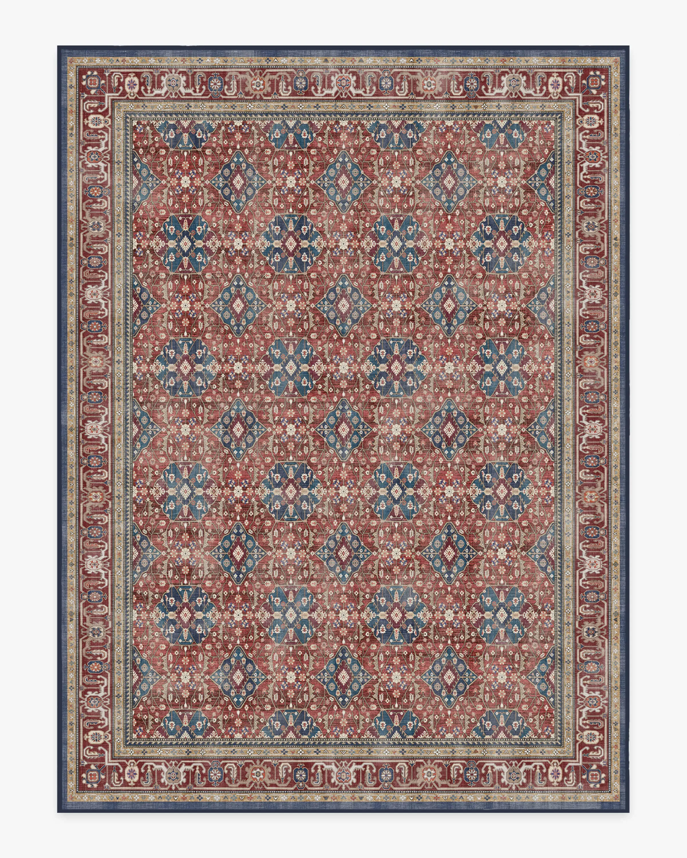 Flatwoven Area Rug Machine Washable - Red