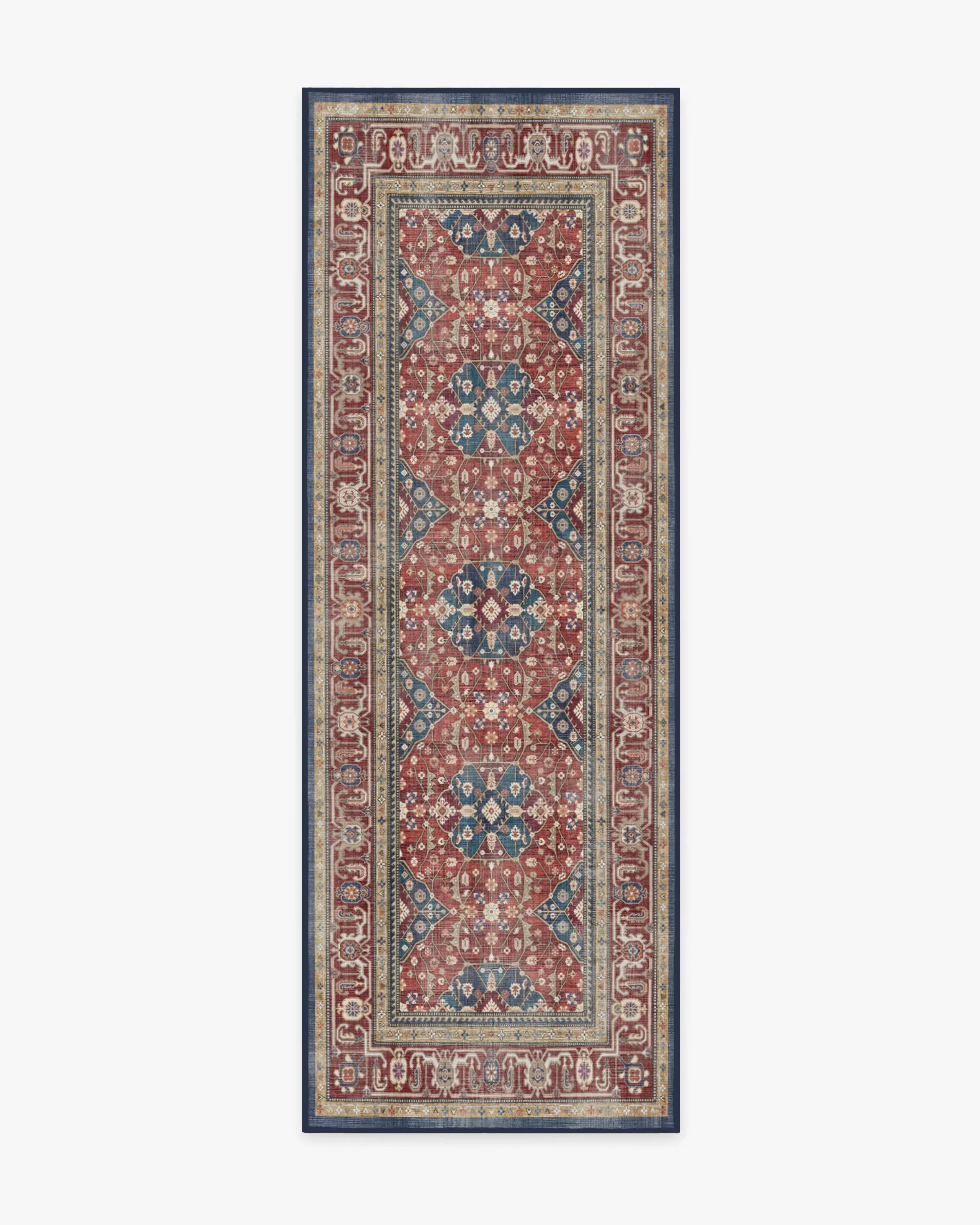 Flatwoven Area Rug Machine Washable - Red