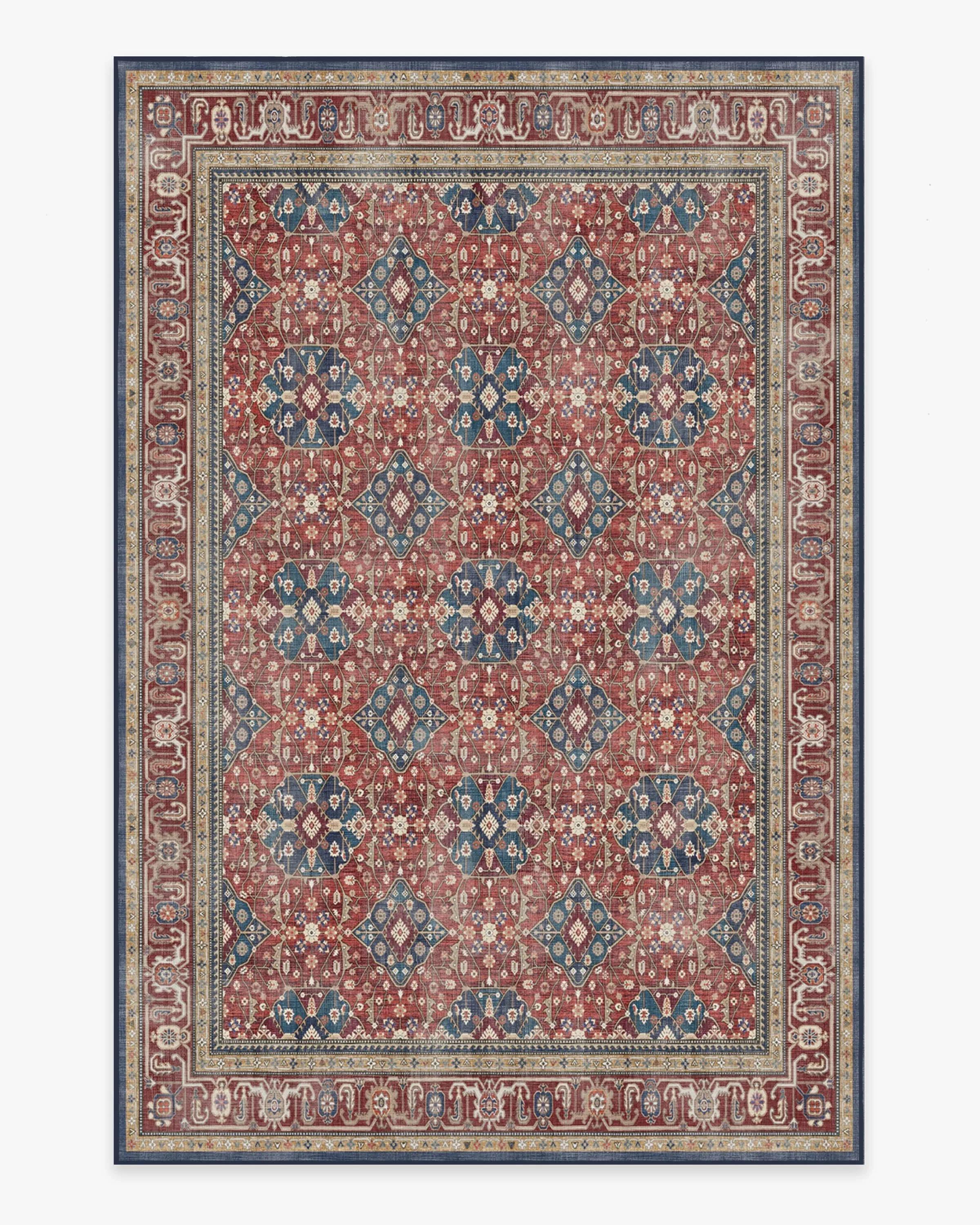 Flatwoven Area Rug Machine Washable - Red