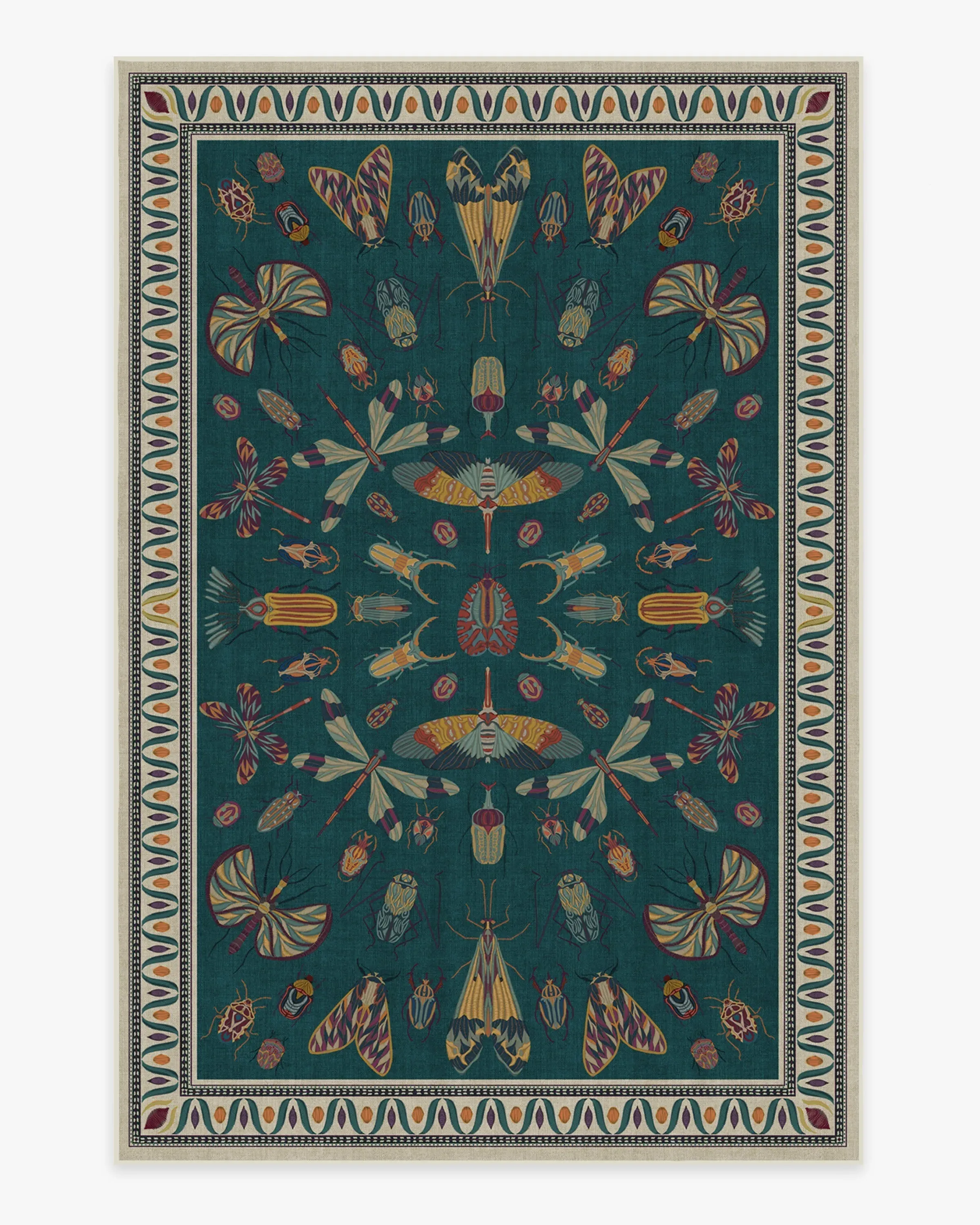 Flatwoven Area Rug Machine Washable - Teal, Chenille