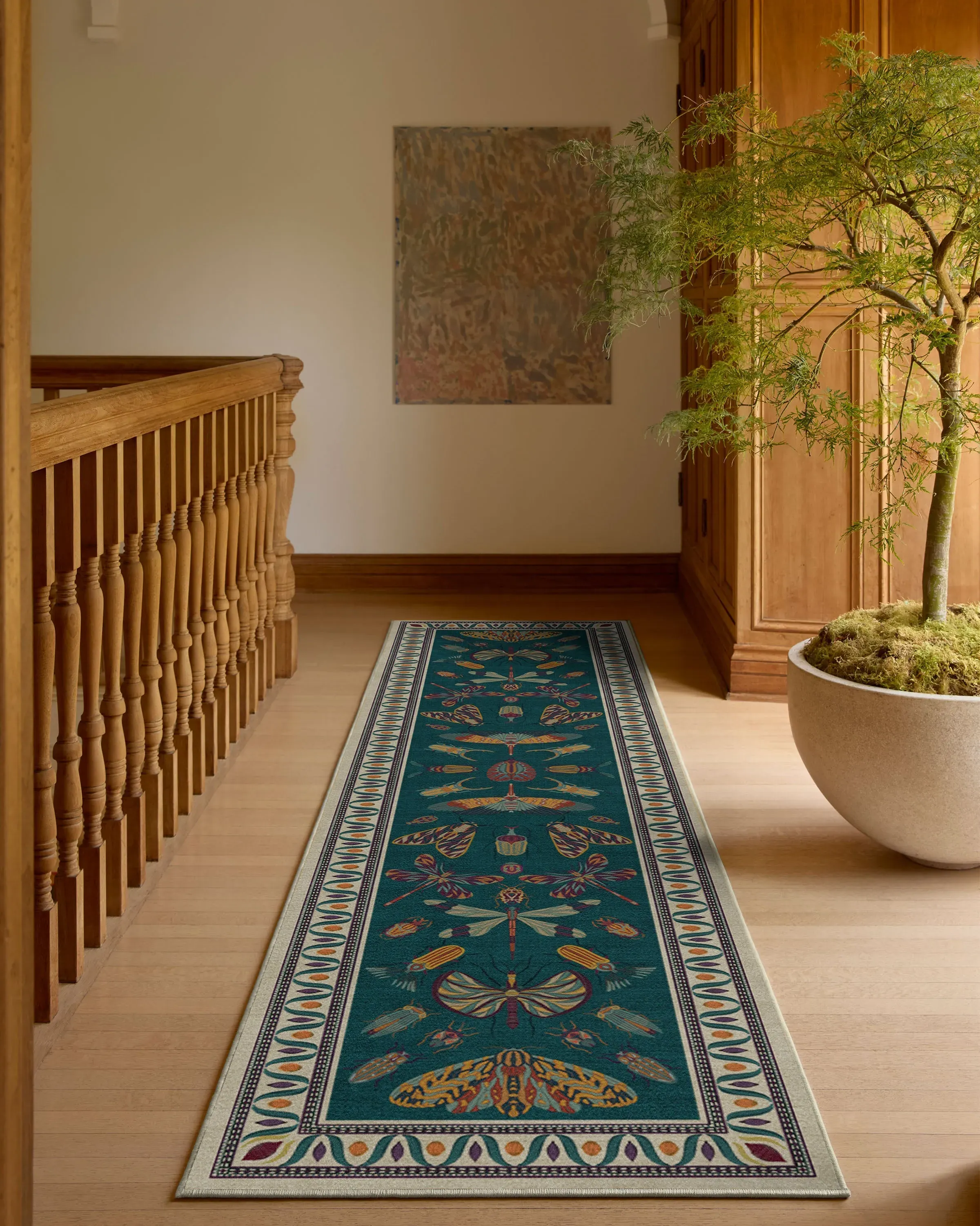 Flatwoven Area Rug Machine Washable - Teal, Chenille