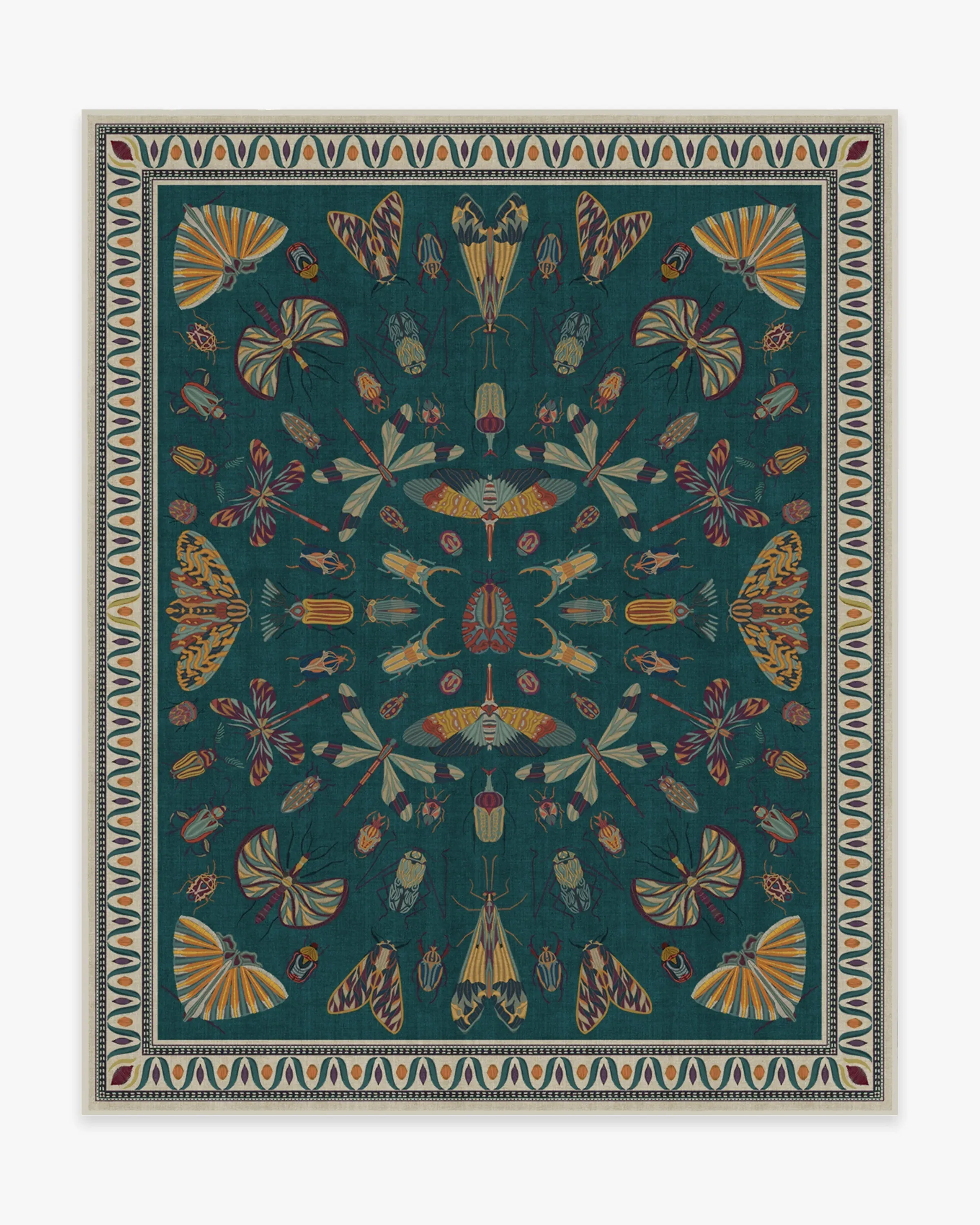 Flatwoven Area Rug Machine Washable - Teal, Chenille