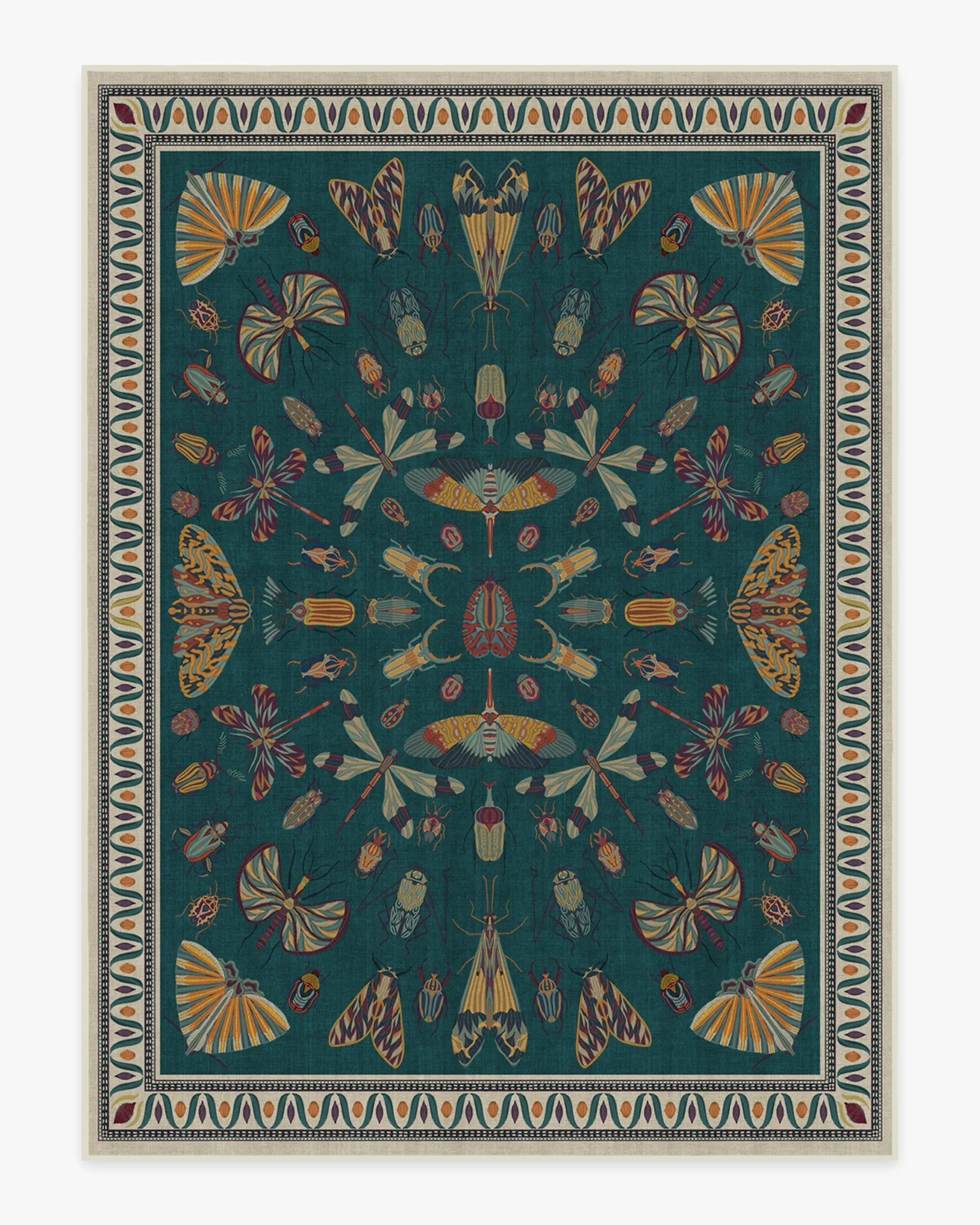 Flatwoven Area Rug Machine Washable - Teal, Chenille
