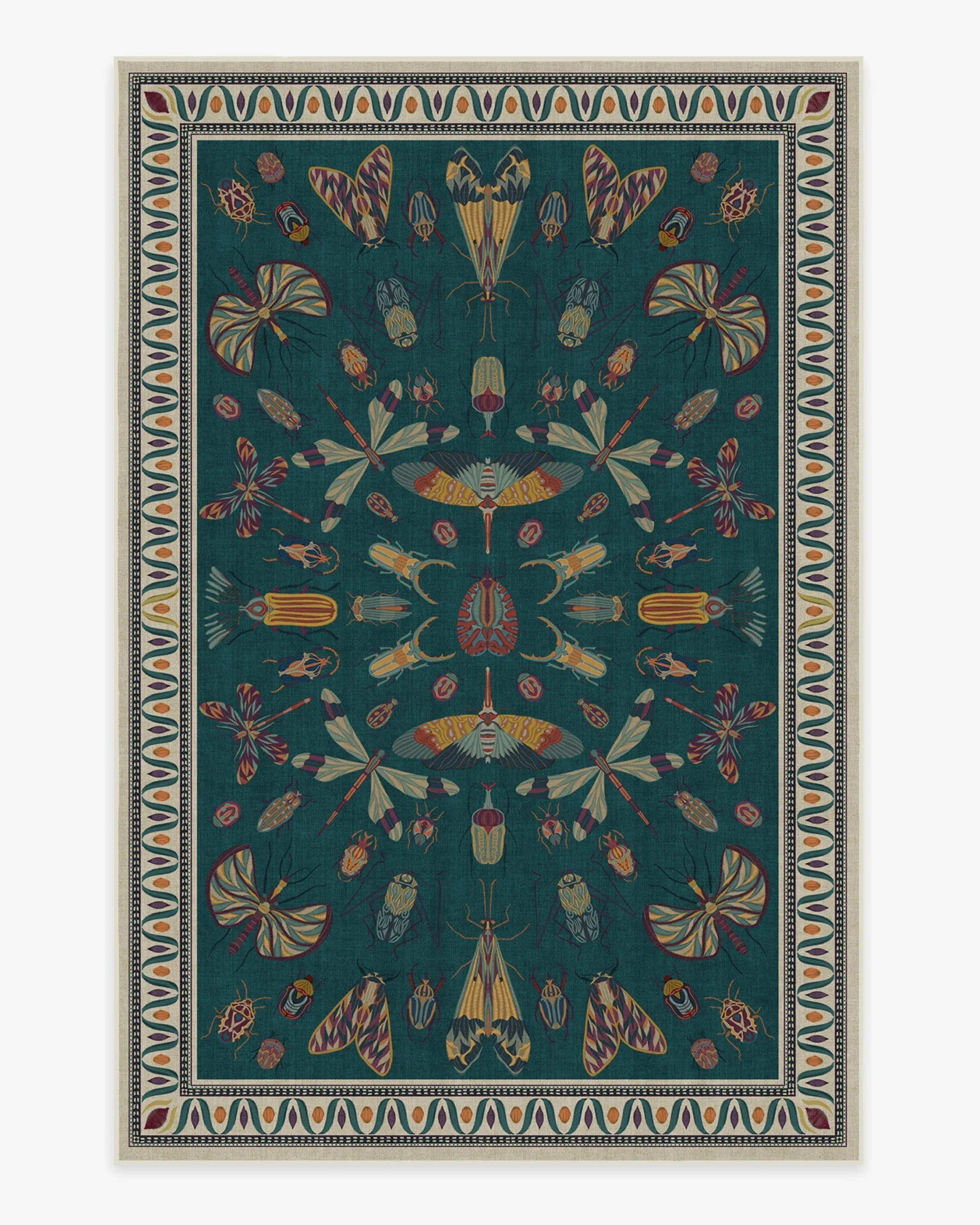 Flatwoven Area Rug Machine Washable - Teal, Chenille