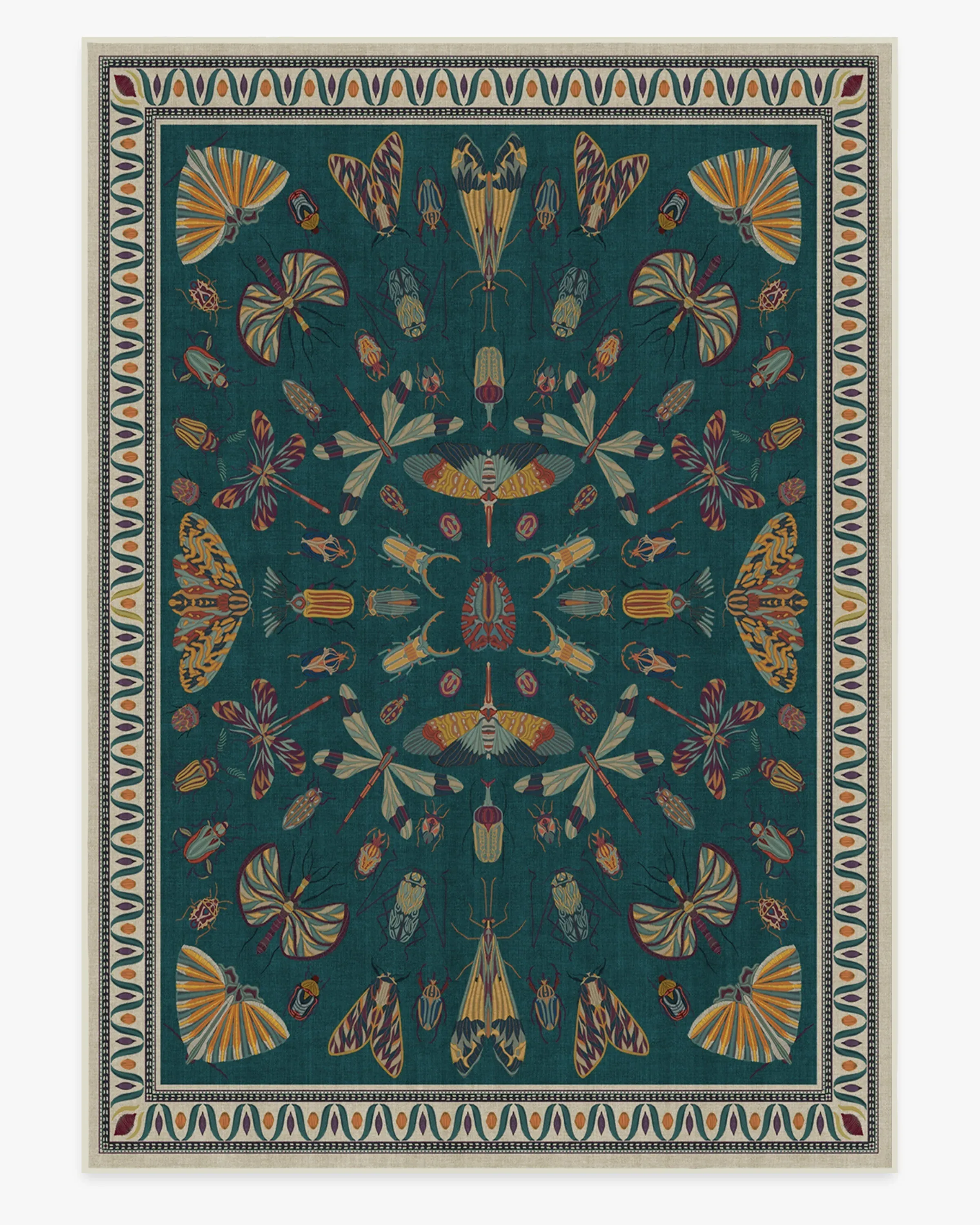 Flatwoven Area Rug Machine Washable - Teal, Chenille