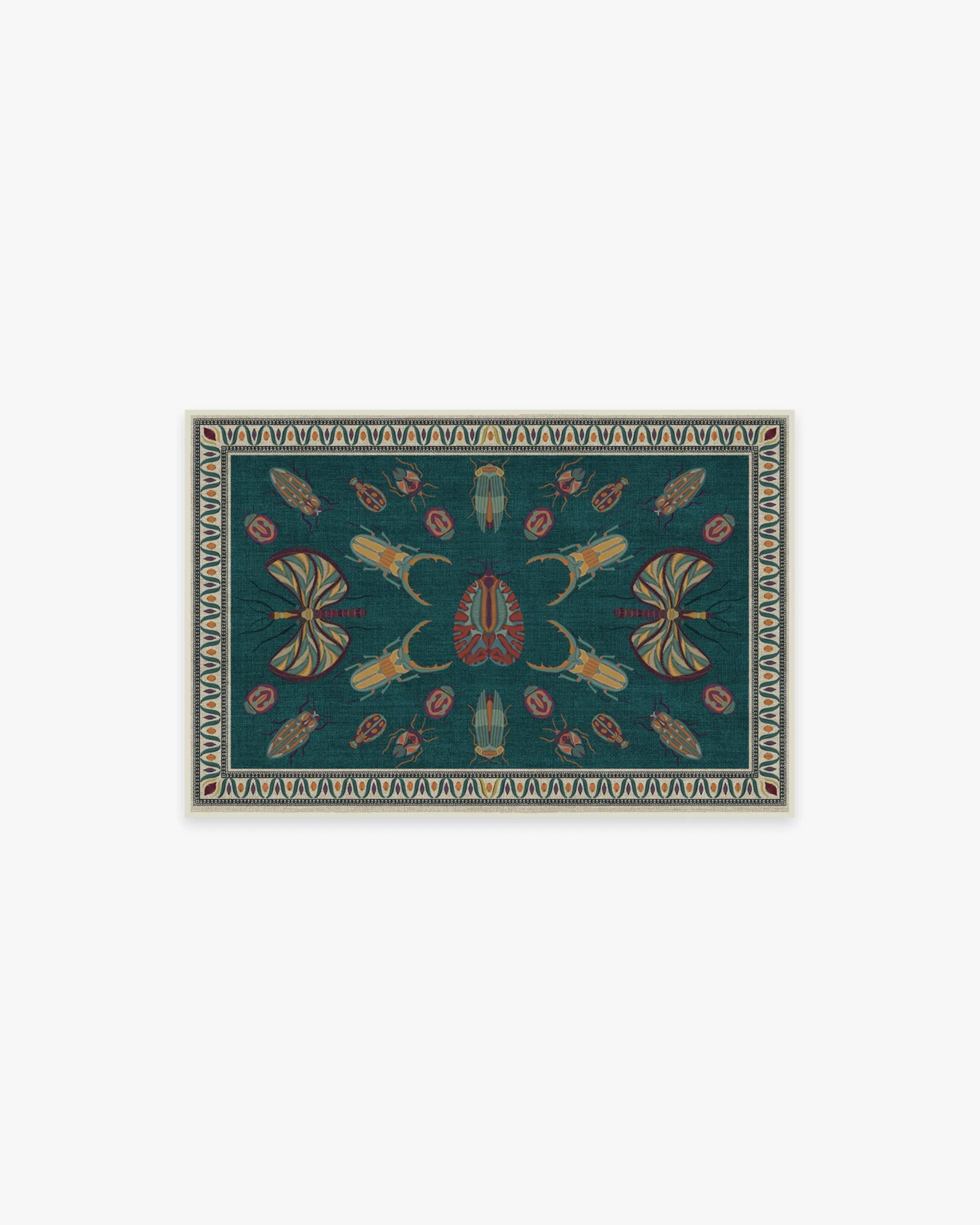 Flatwoven Area Rug Machine Washable - Teal, Chenille image
