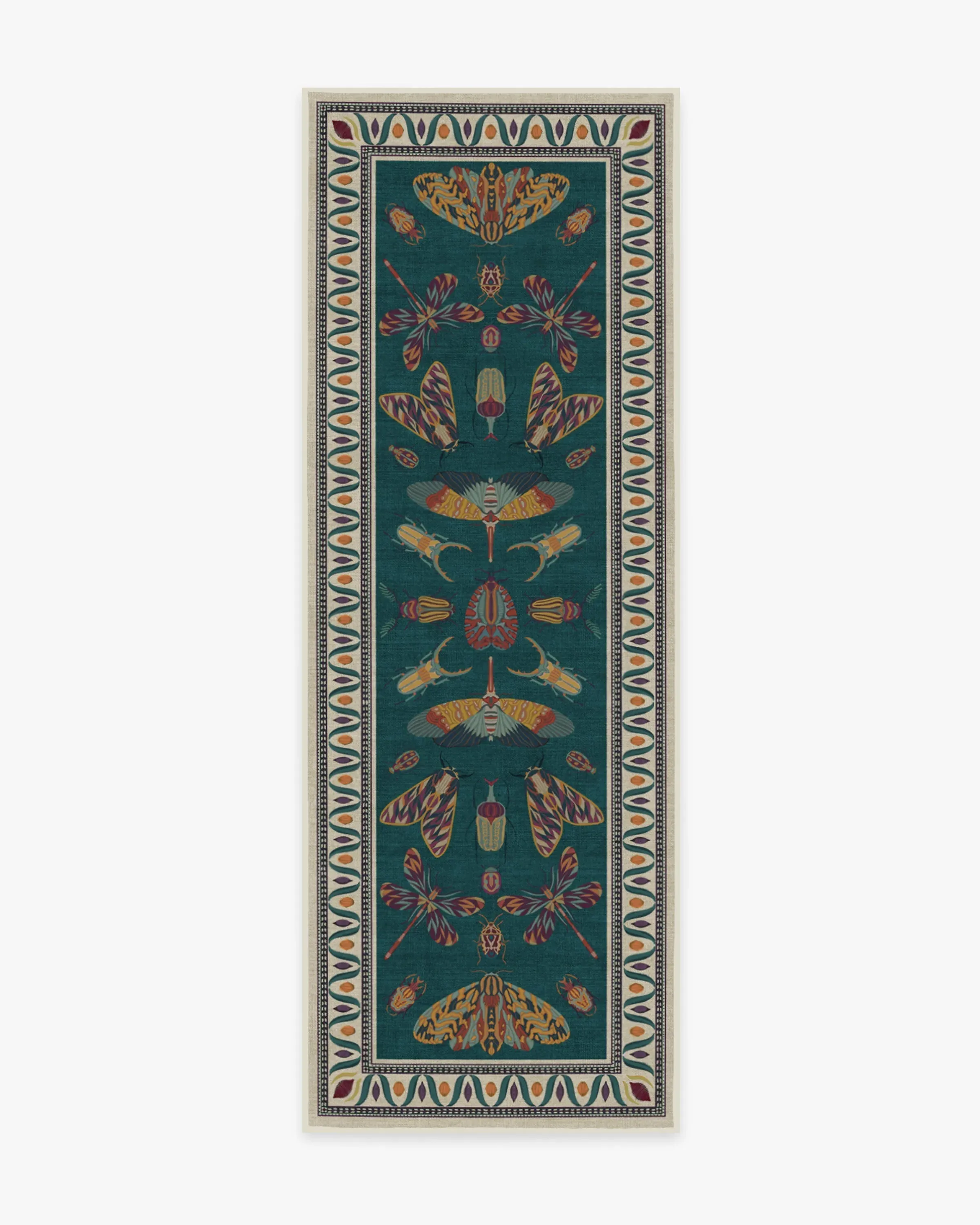 Flatwoven Area Rug Machine Washable - Teal, Chenille