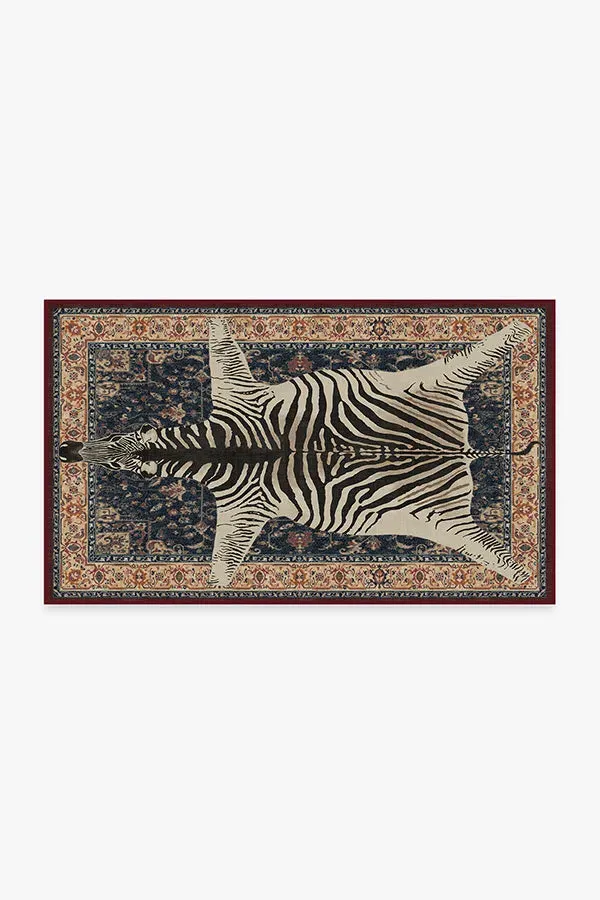 Flatwoven Area Rug Safari Print - Sapphire, Chenille