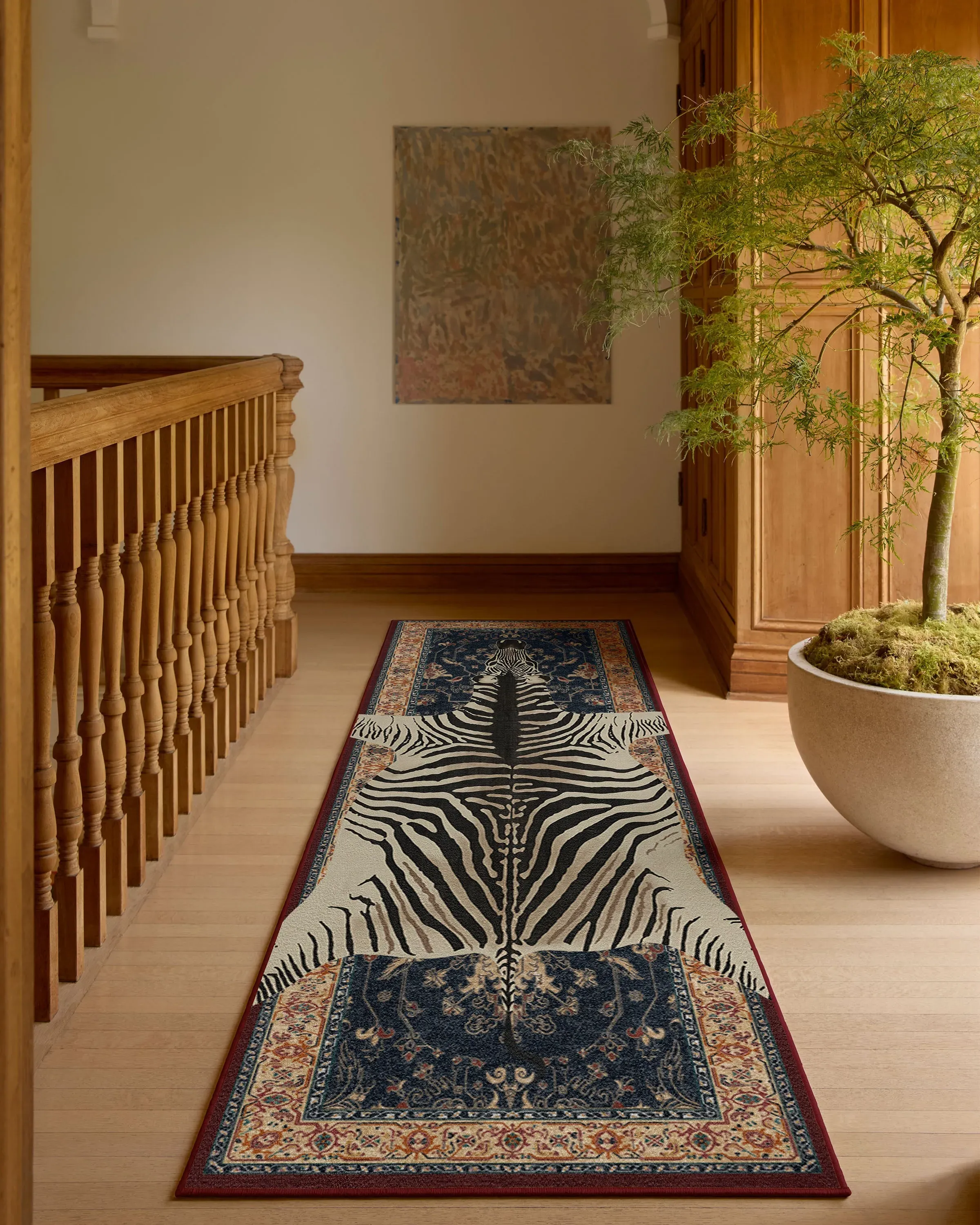 Flatwoven Area Rug Safari Print - Sapphire, Chenille
