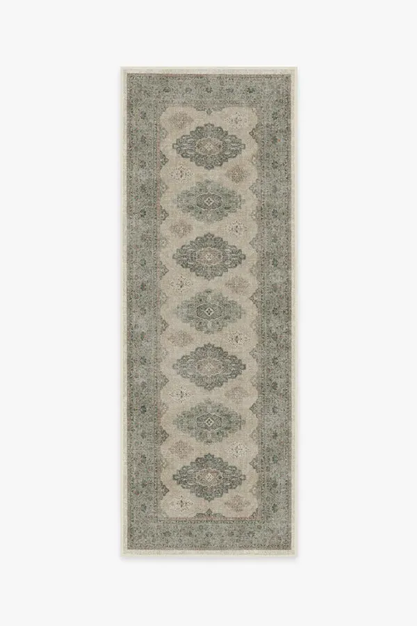 Flatwoven Runner Rug Machine Washable - Sage, Chenille