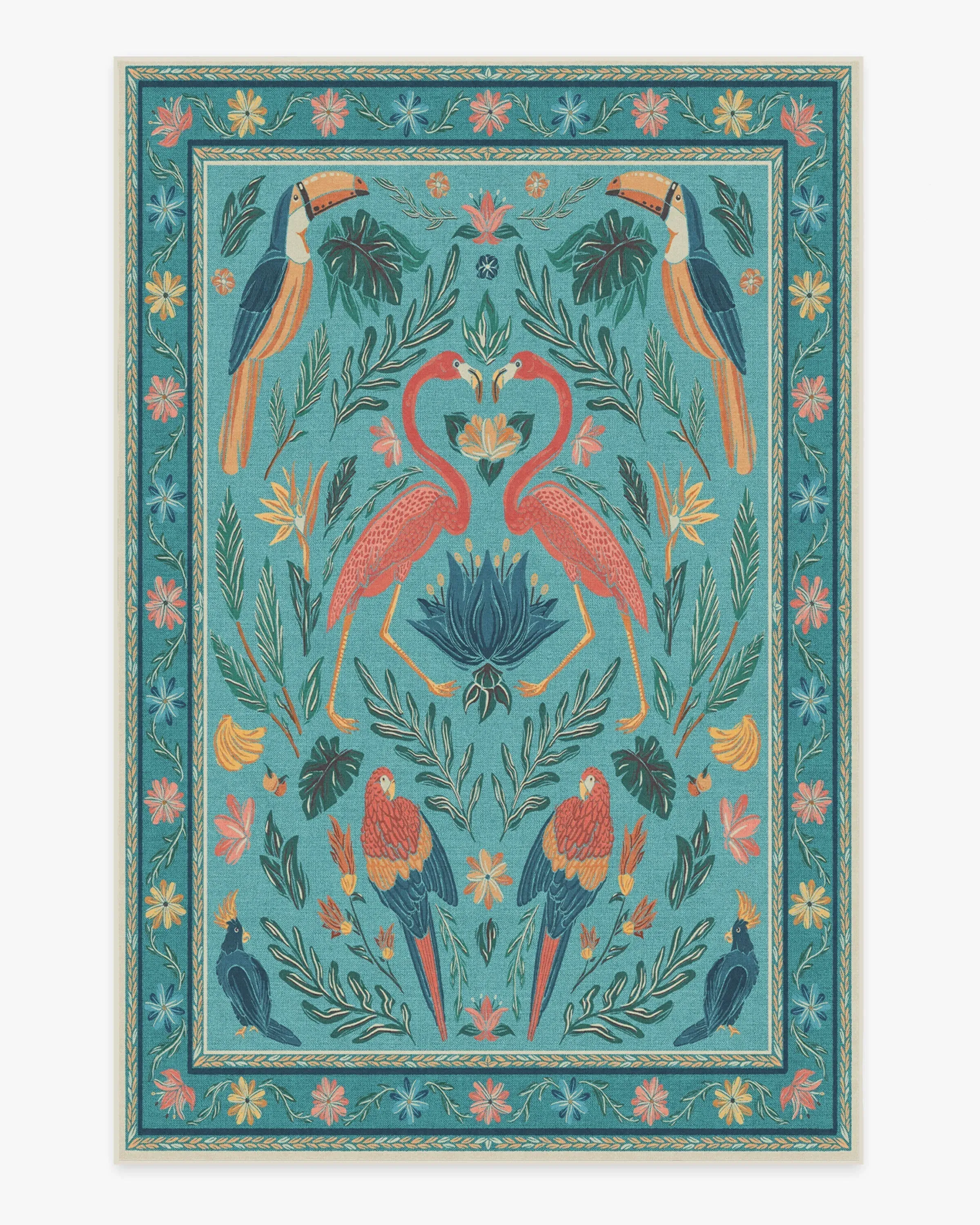 Large Area Rug Machine Washable - Aqua, Chenille