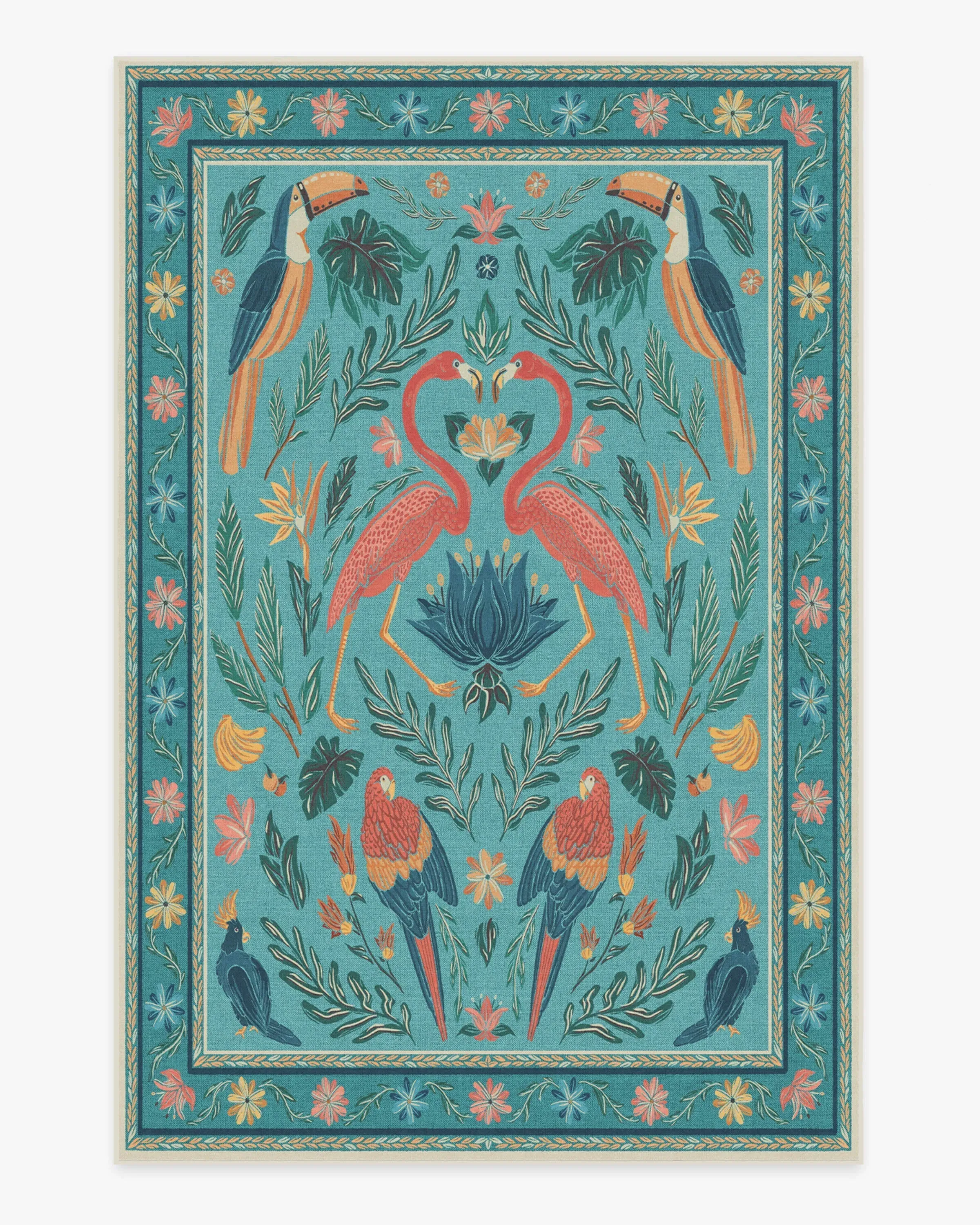Large Area Rug Machine Washable - Aqua, Chenille
