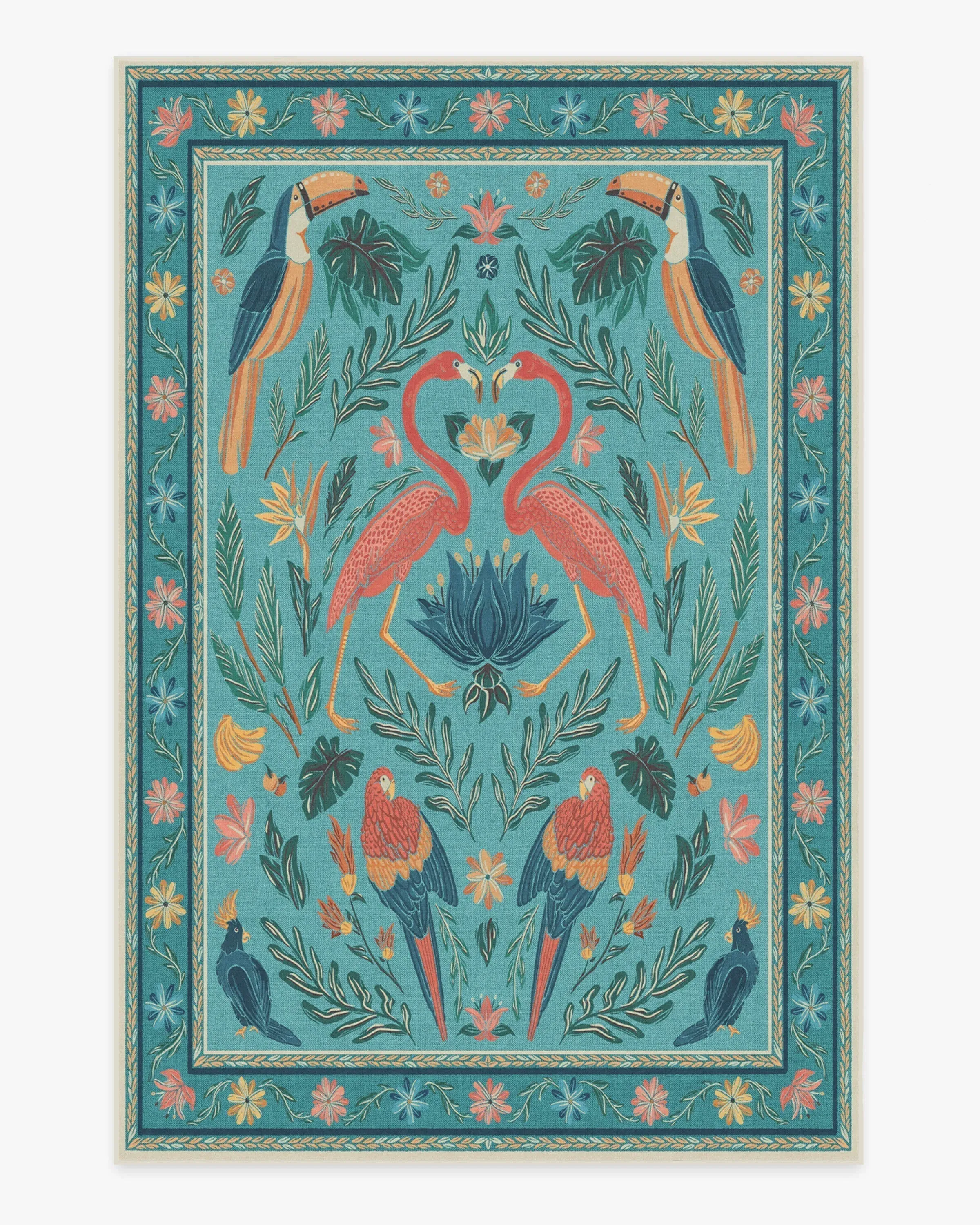 Large Area Rug Machine Washable - Aqua, Chenille
