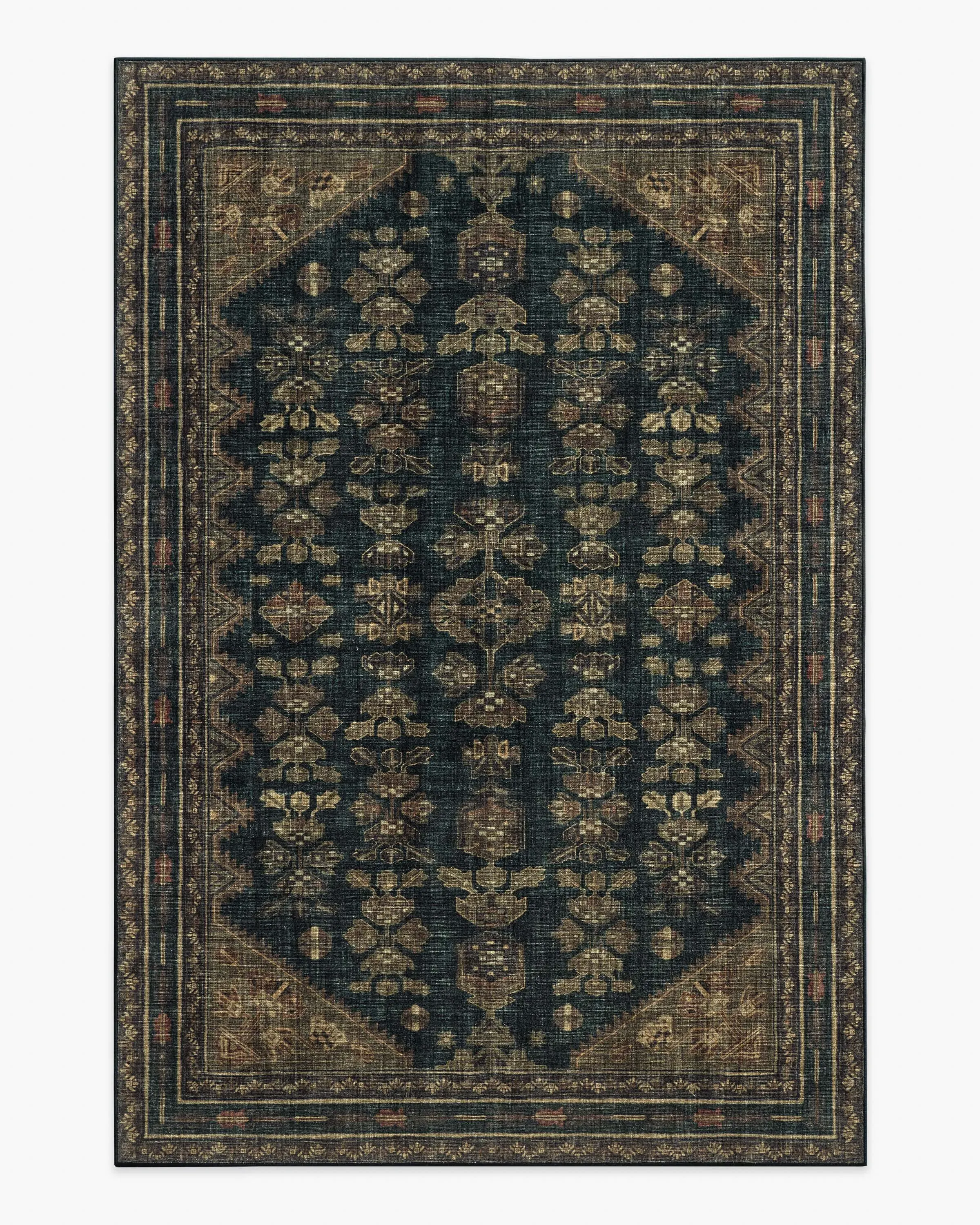 Large Area Rug Machine Washable - Black, Brown