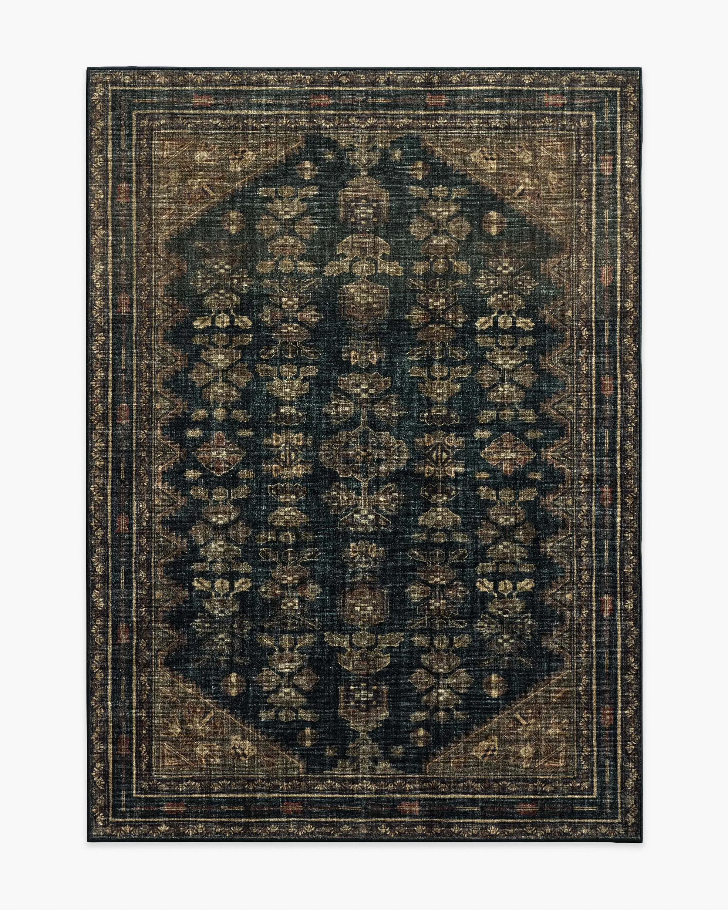 Large Area Rug Machine Washable - Black, Brown