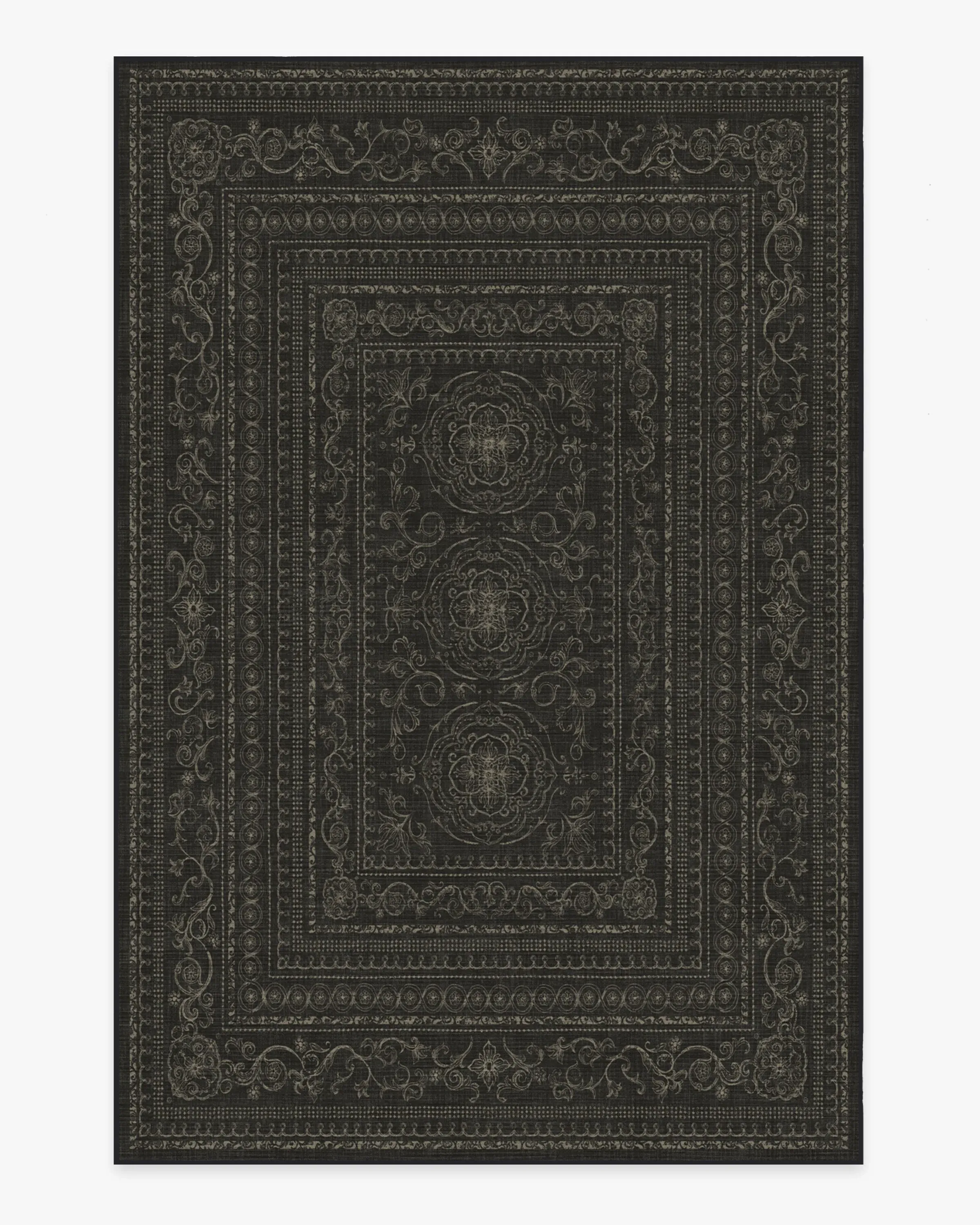 Large Area Rug Machine Washable - Black, Chenille