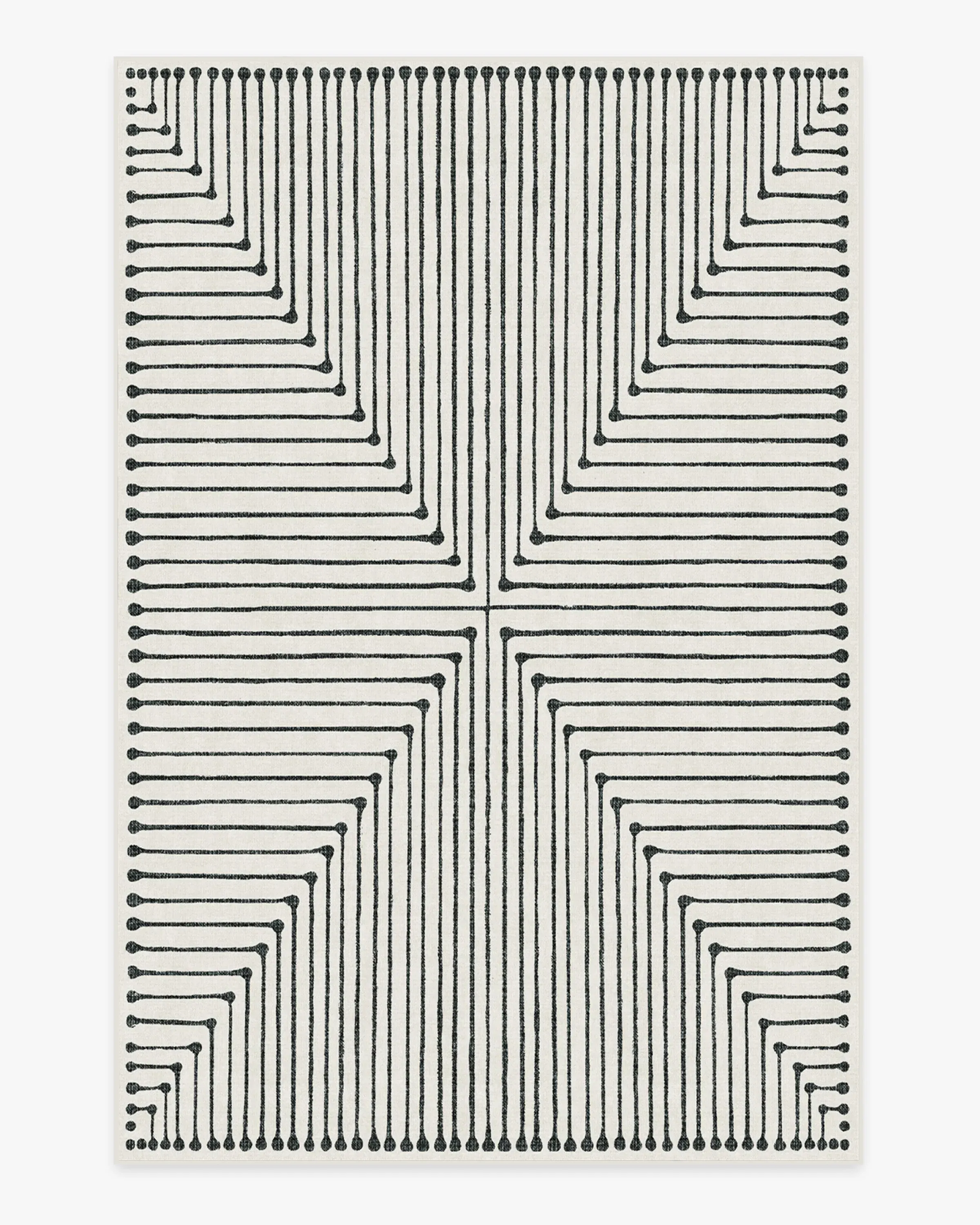 Large Area Rug Machine Washable - Black, Ivory