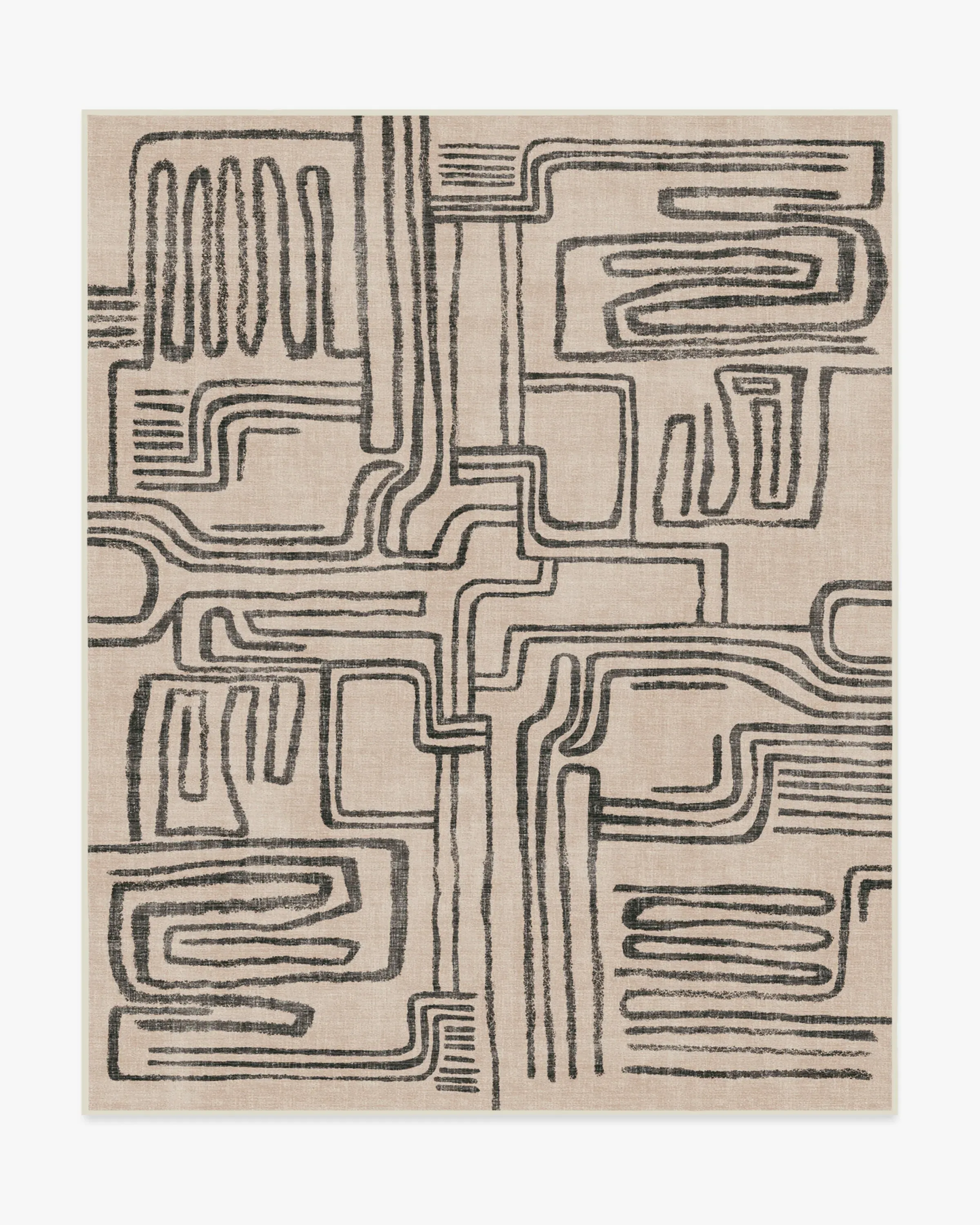 Large Area Rug Machine Washable - Black, Ivory