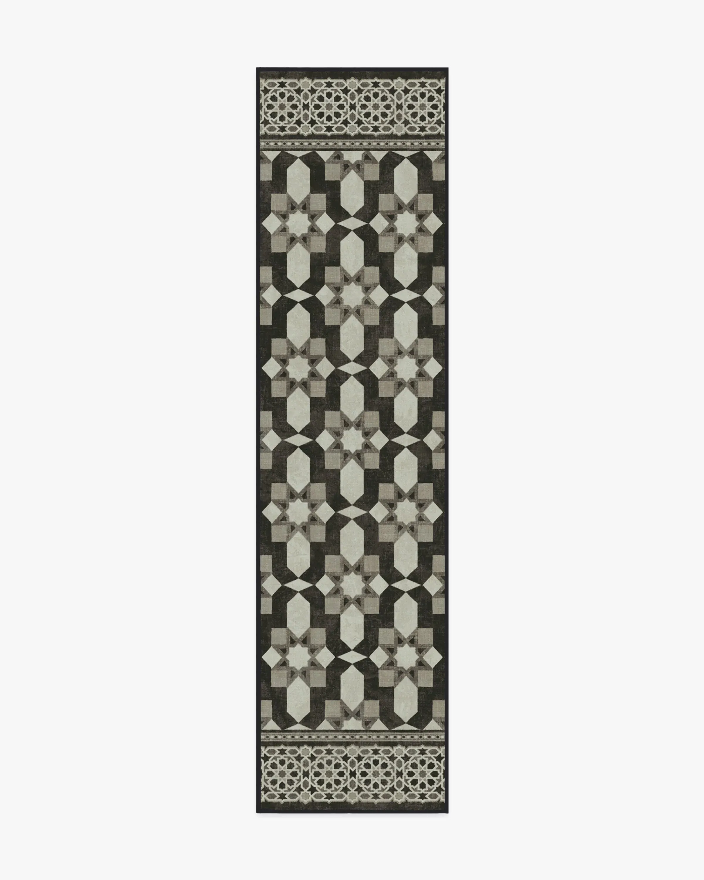 Large Area Rug Machine Washable - Black, Ivory