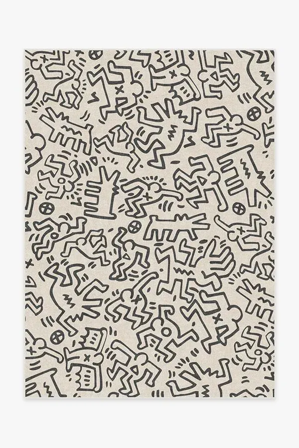 Large Area Rug Machine Washable - Black, Ivory