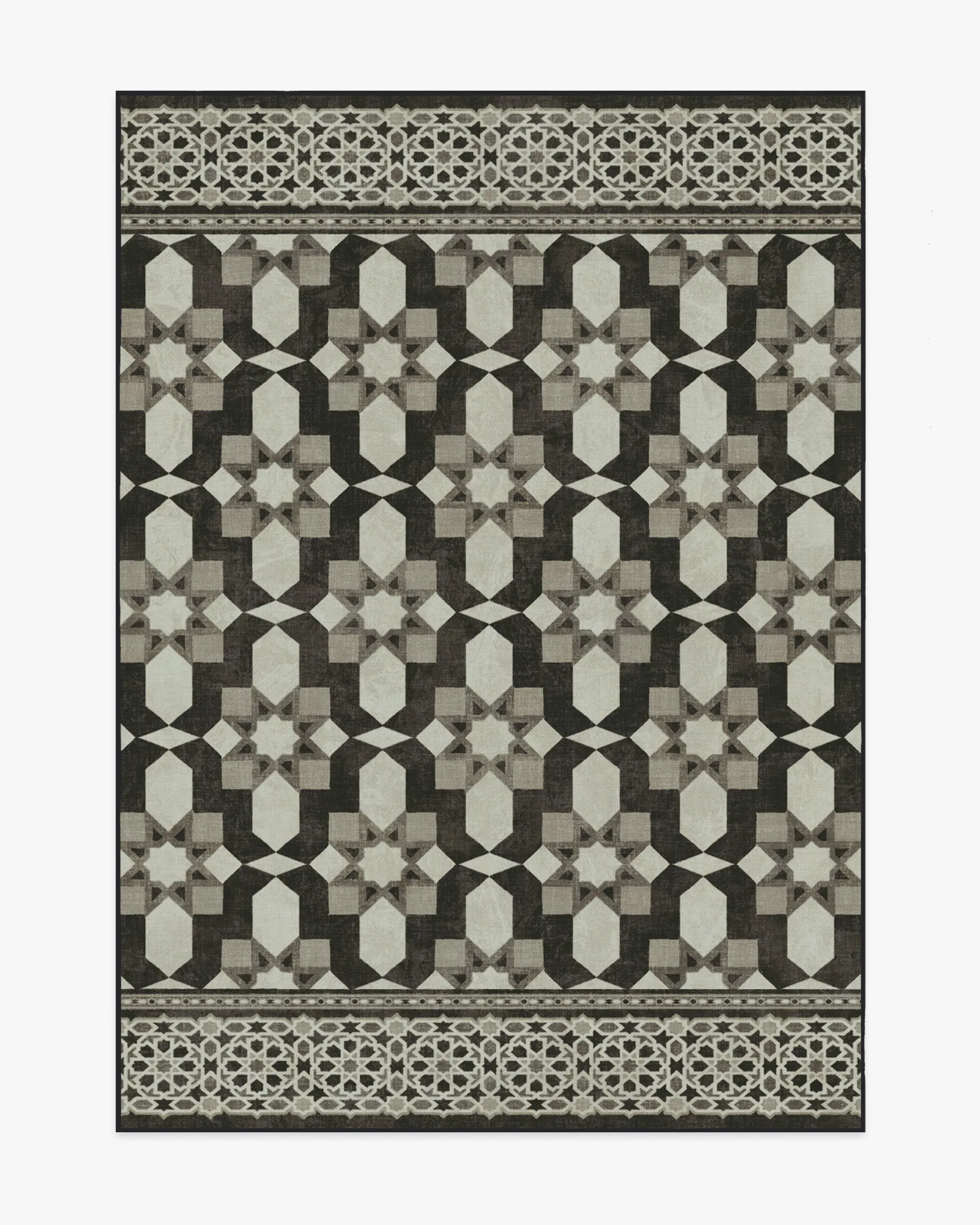 Large Area Rug Machine Washable - Black, Ivory