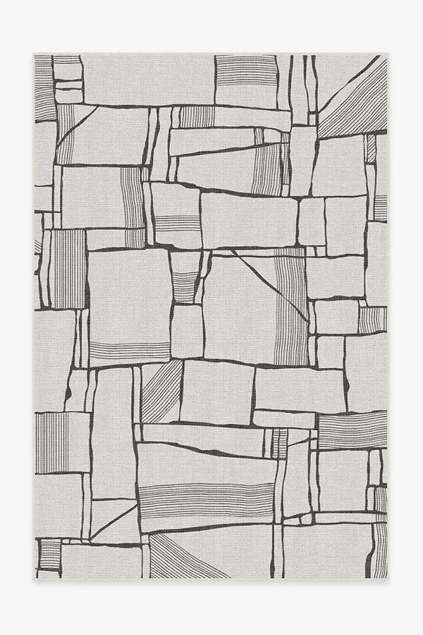 Large Area Rug Machine Washable - Black, Ivory