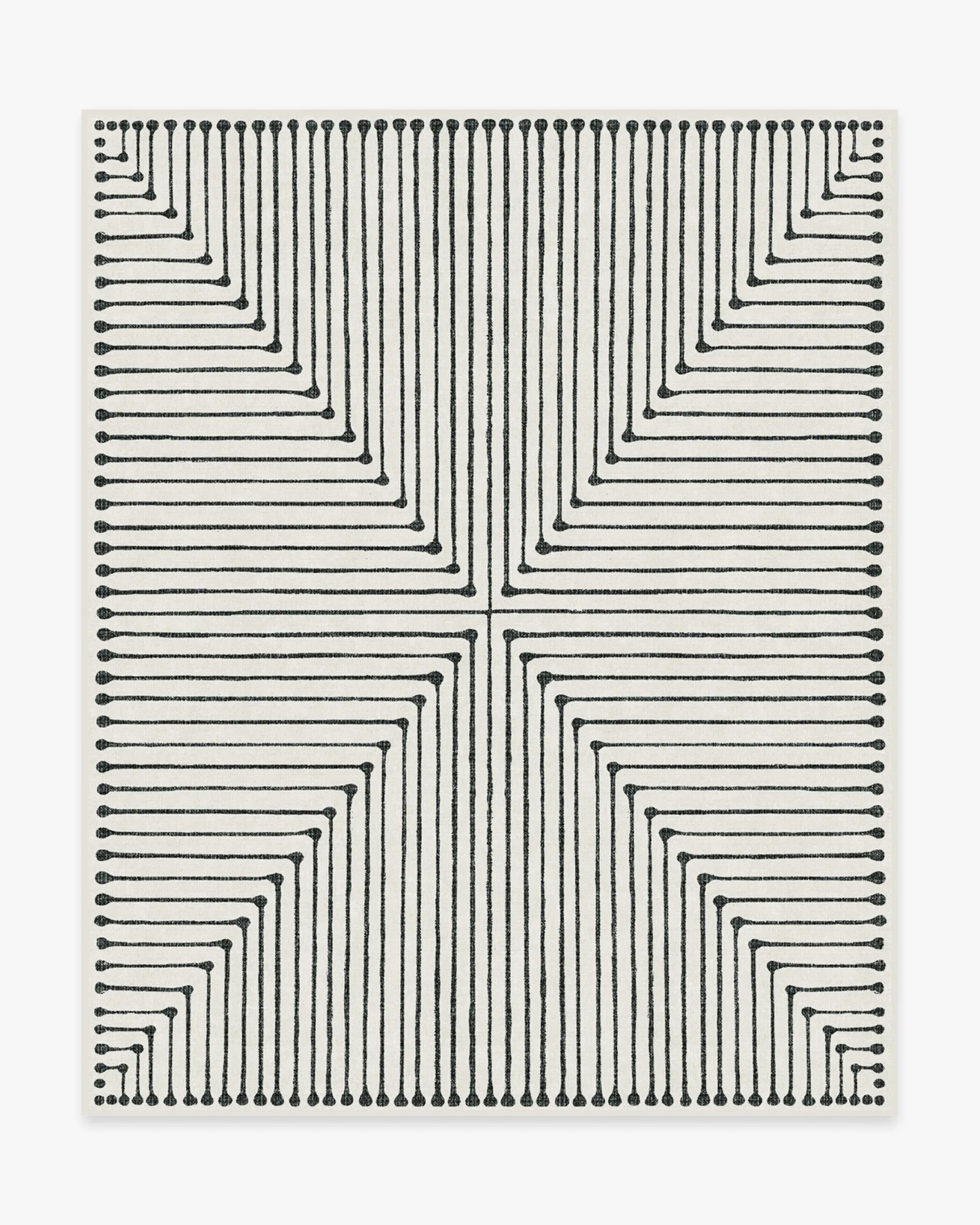 Large Area Rug Machine Washable - Black, Ivory