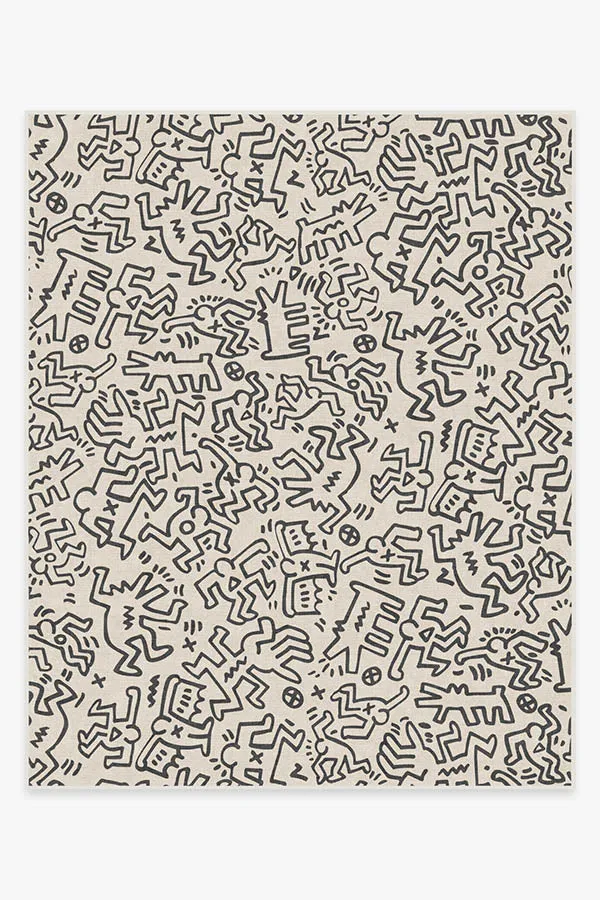 Large Area Rug Machine Washable - Black, Ivory