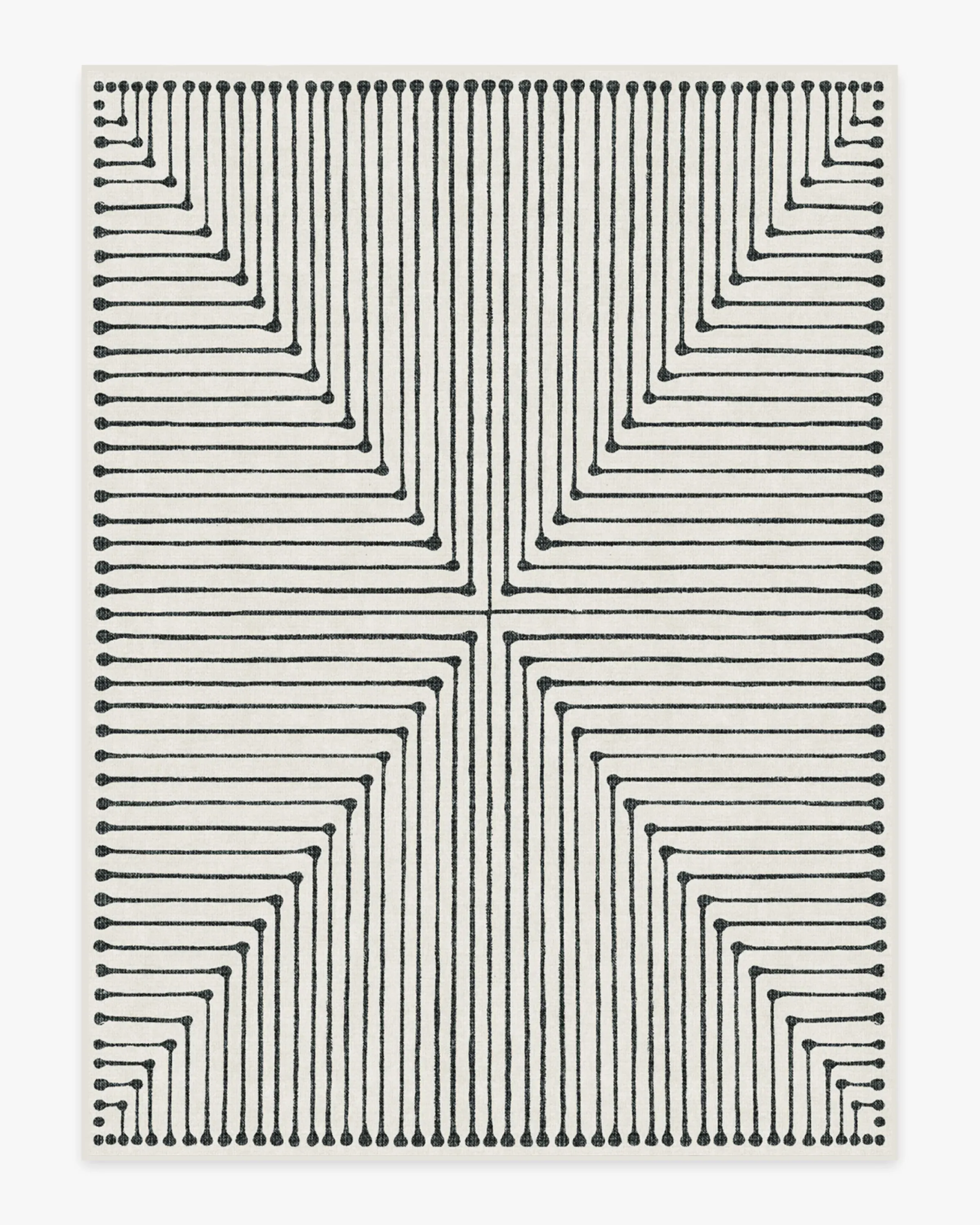 Large Area Rug Machine Washable - Black, Ivory
