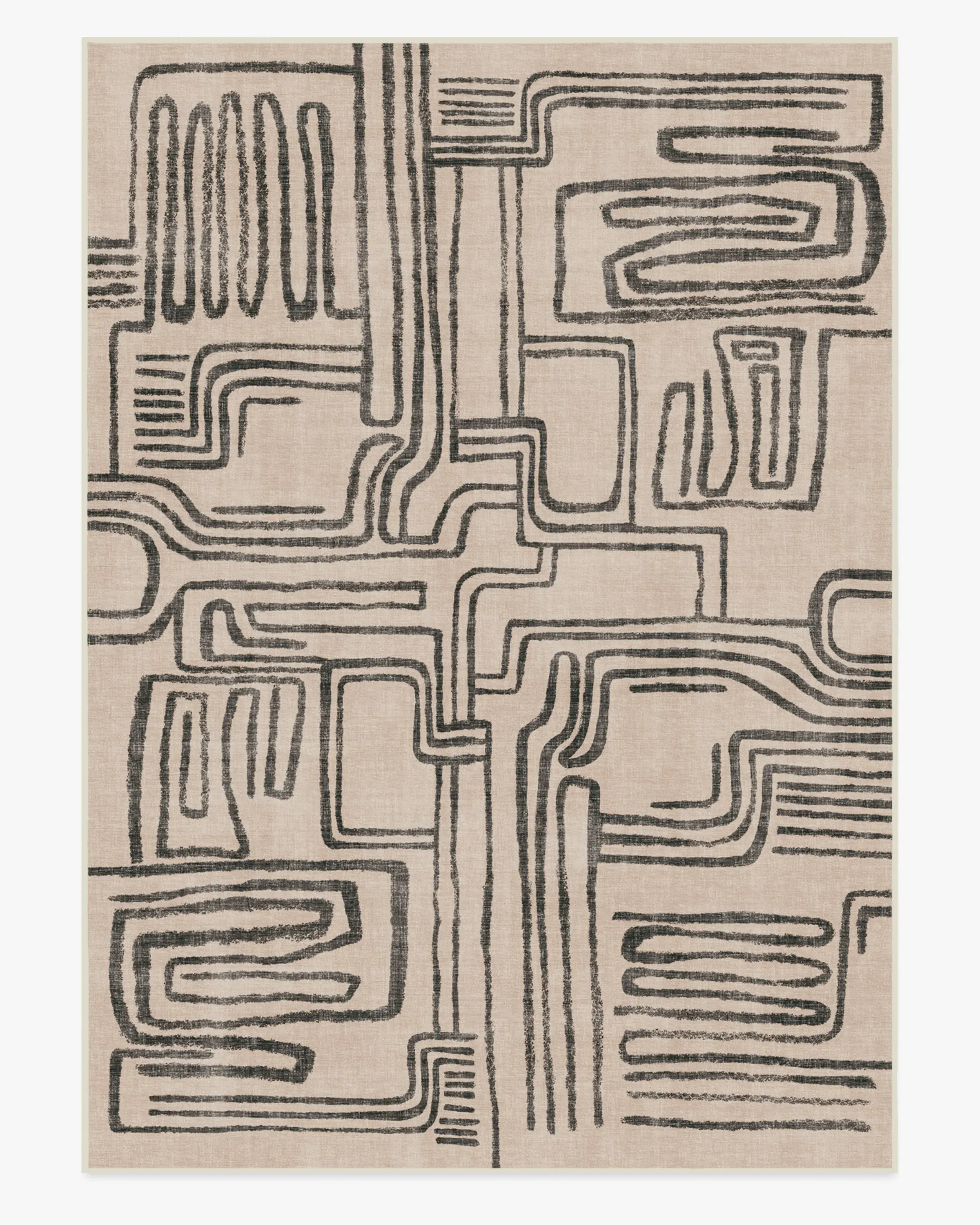Large Area Rug Machine Washable - Black, Ivory