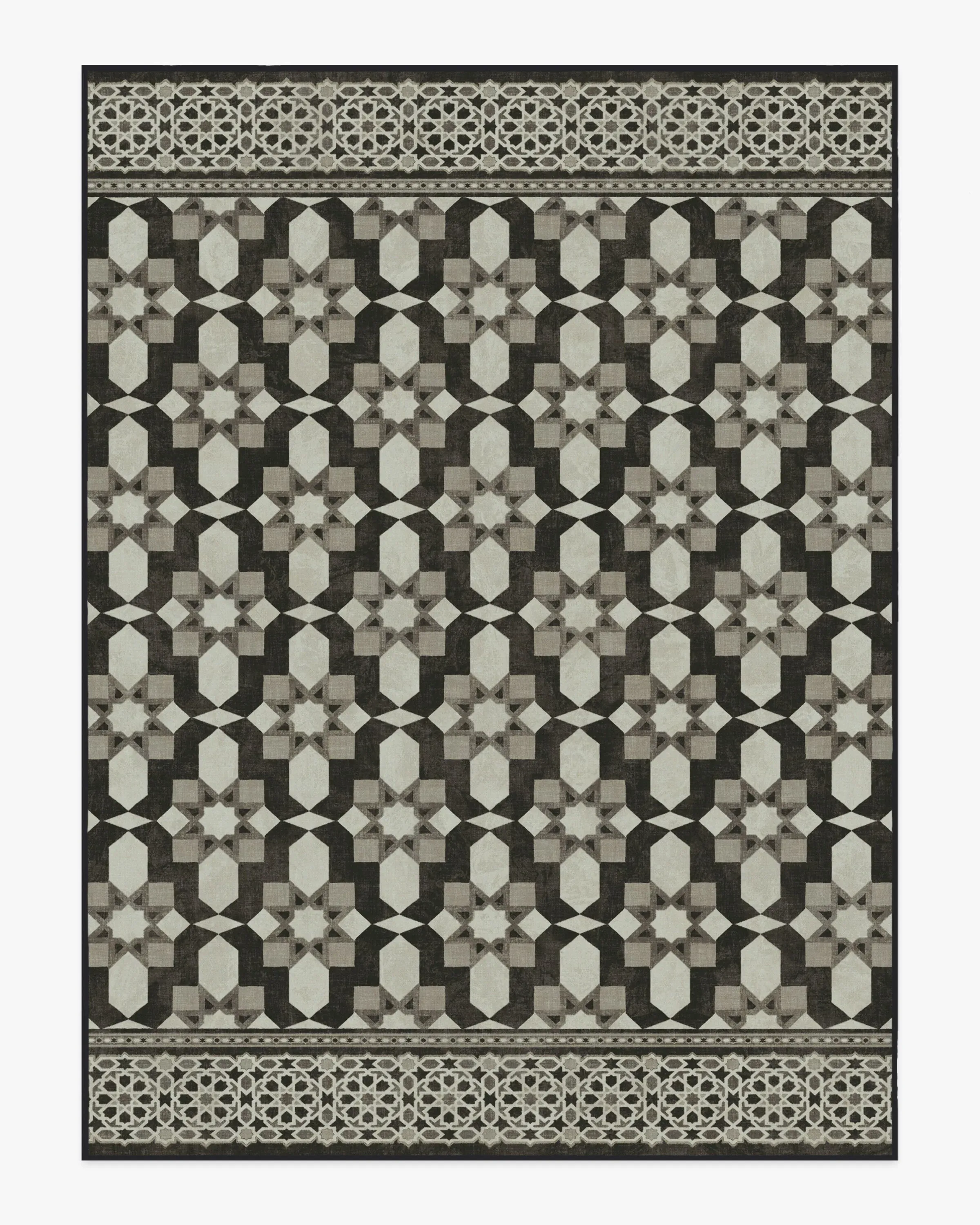 Large Area Rug Machine Washable - Black, Ivory