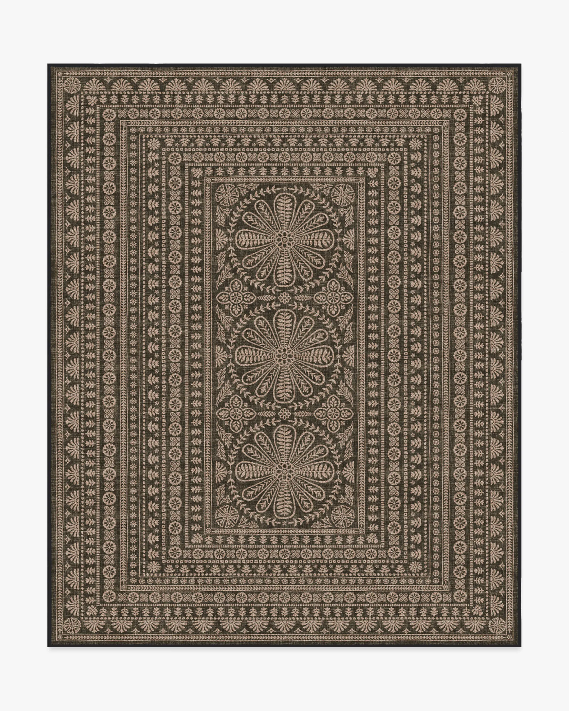 Large Area Rug Machine Washable - Black, Polyester