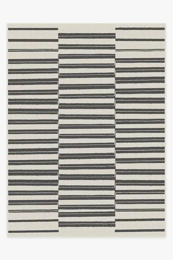 Large Area Rug Machine Washable - Black, Stripe