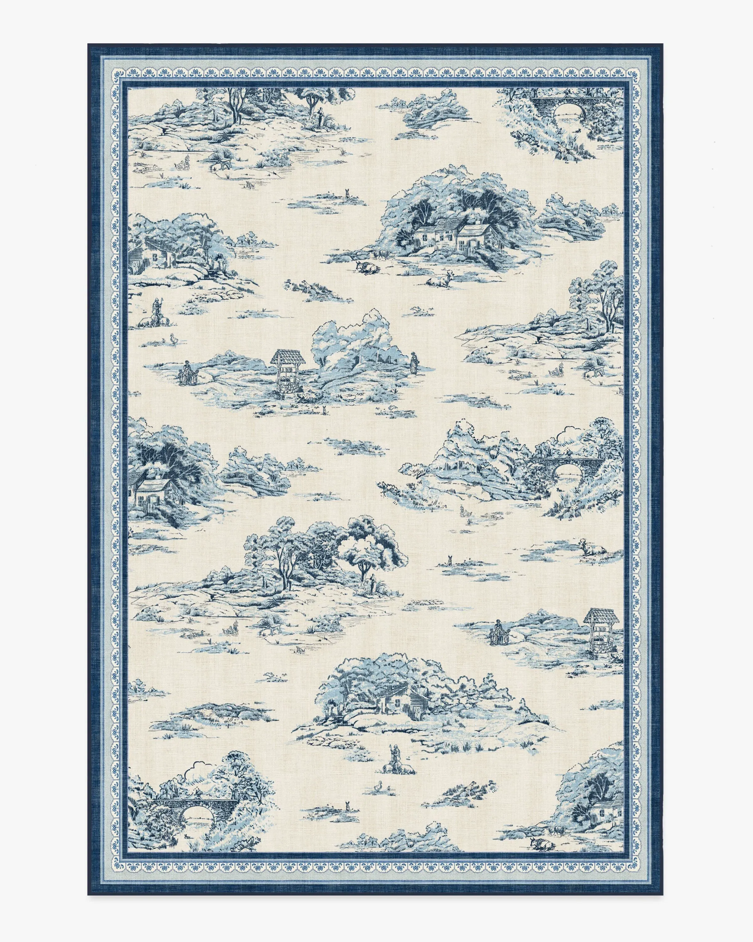 Large Area Rug Machine Washable - Blue