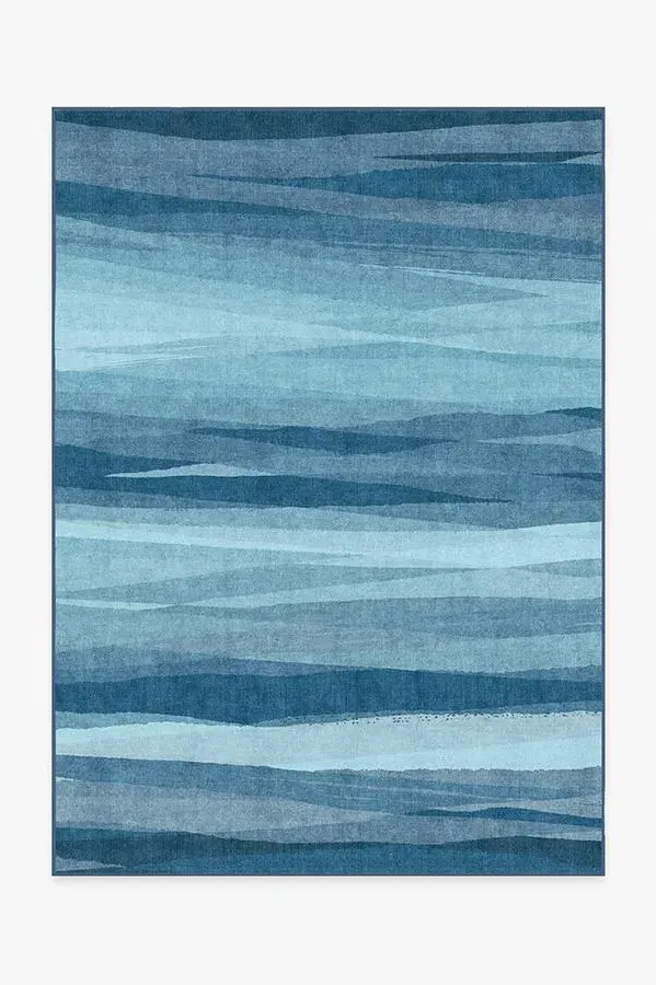 Large Area Rug Machine Washable - Blue