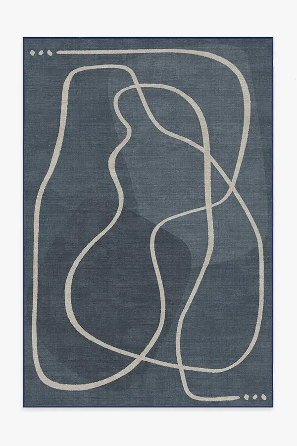 Large Area Rug Machine Washable - Blue, Chenille