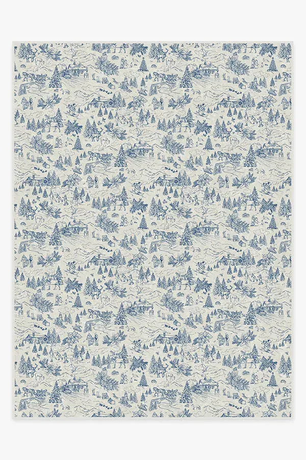Large Area Rug Machine Washable - Blue, Chenille