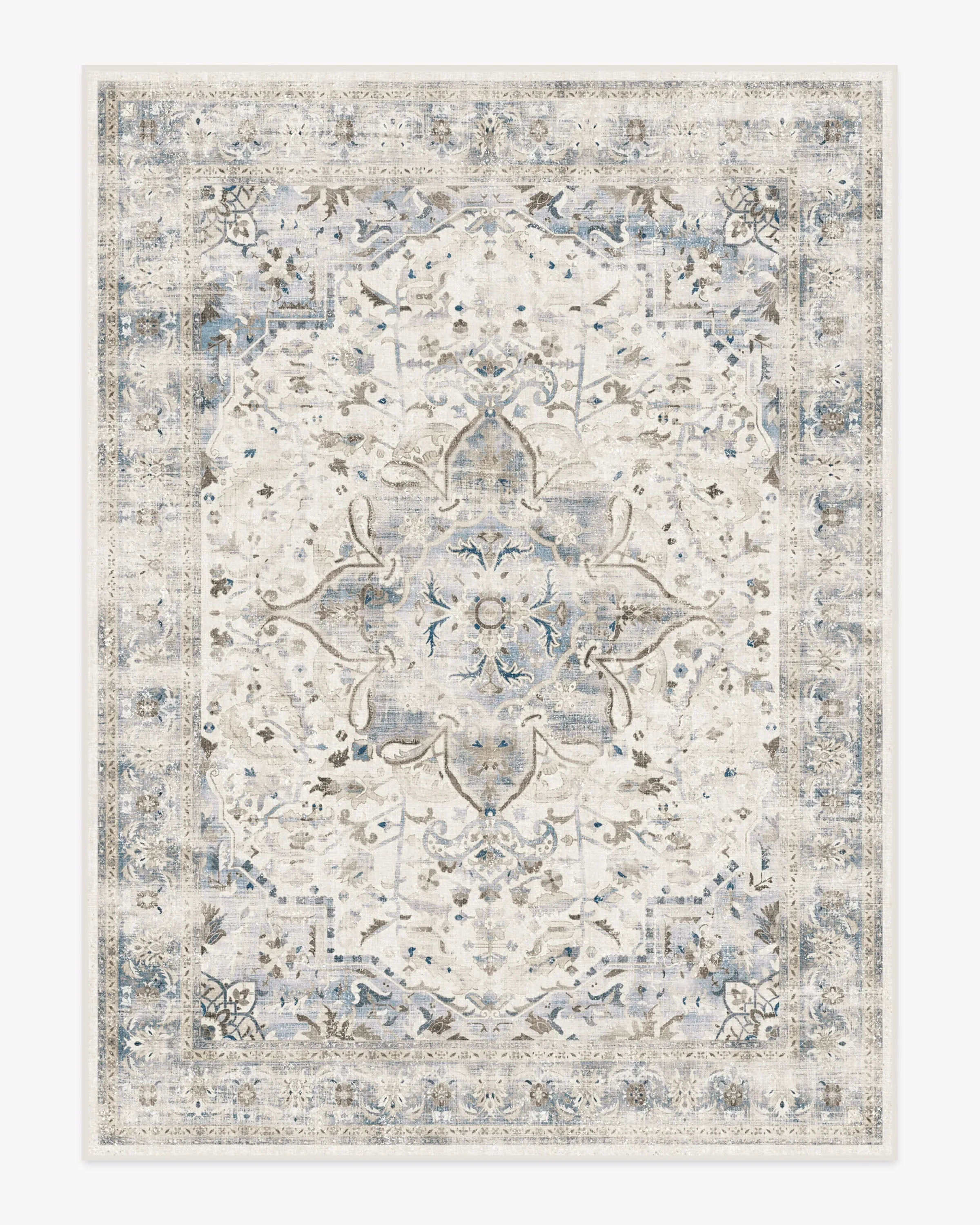 Large Area Rug Machine Washable - Blue, Chenille