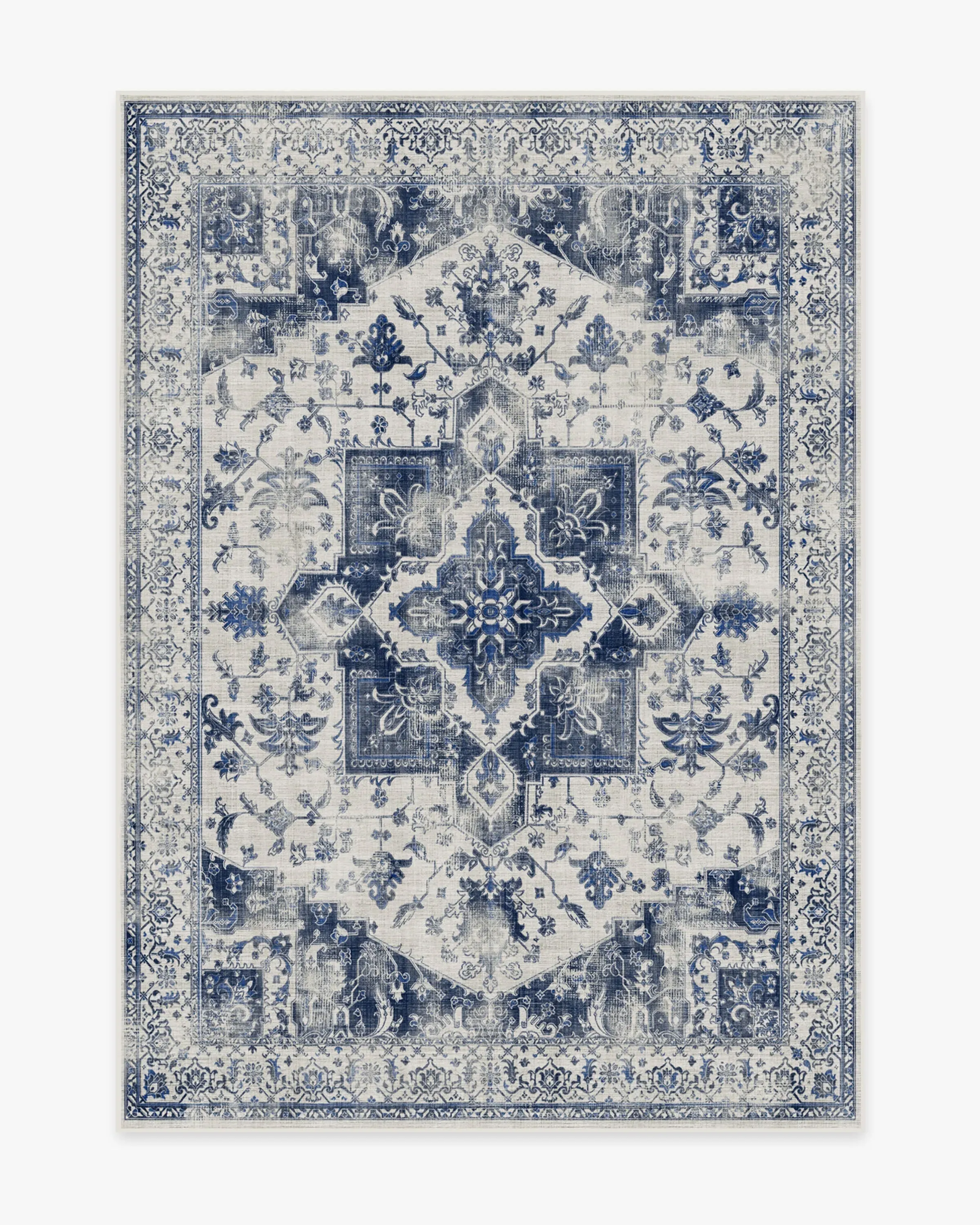 Large Area Rug Machine Washable - Blue, Chenille