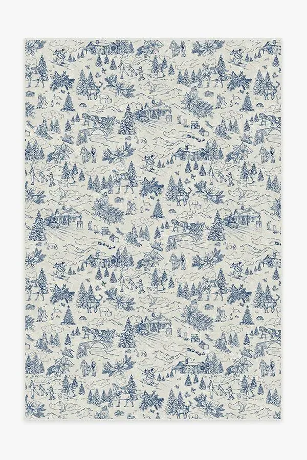Large Area Rug Machine Washable - Blue, Chenille