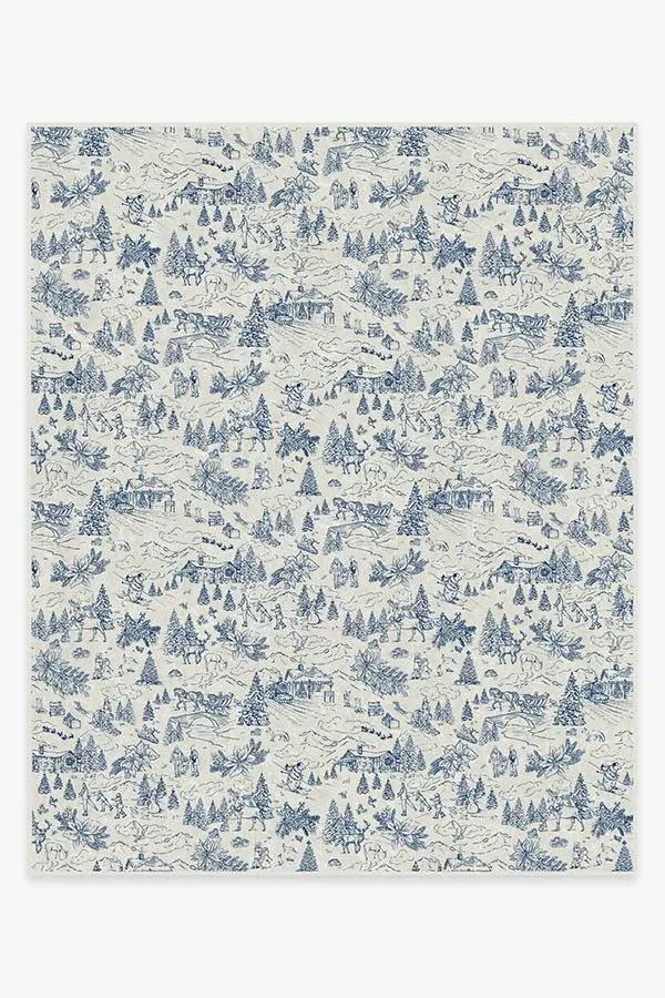 Large Area Rug Machine Washable - Blue, Chenille