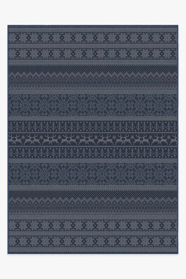 Large Area Rug Machine Washable - Blue, Chenille