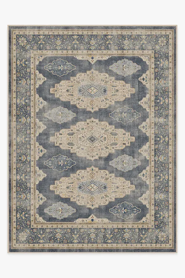 Large Area Rug Machine Washable - Blue, Chenille