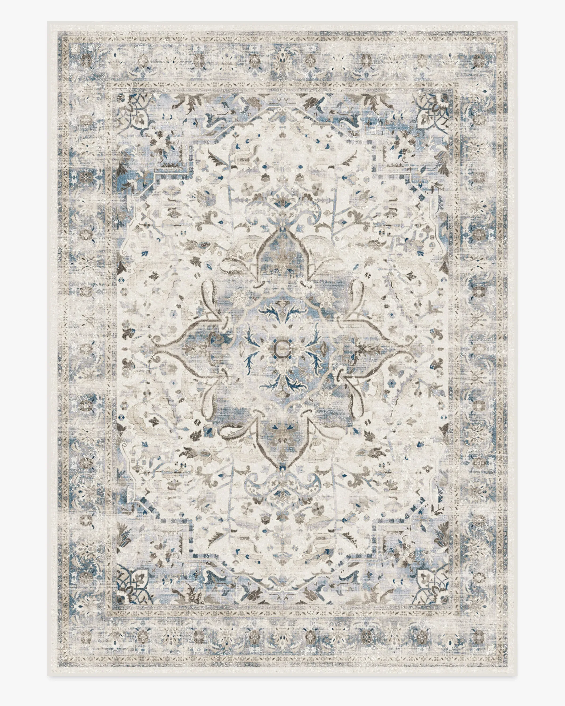 Large Area Rug Machine Washable - Blue, Chenille
