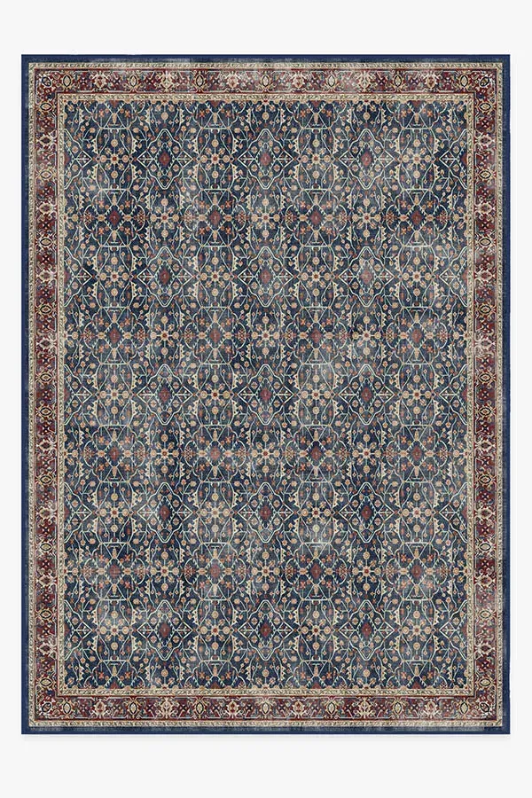 Large Area Rug Machine Washable - Blue, Flatwoven