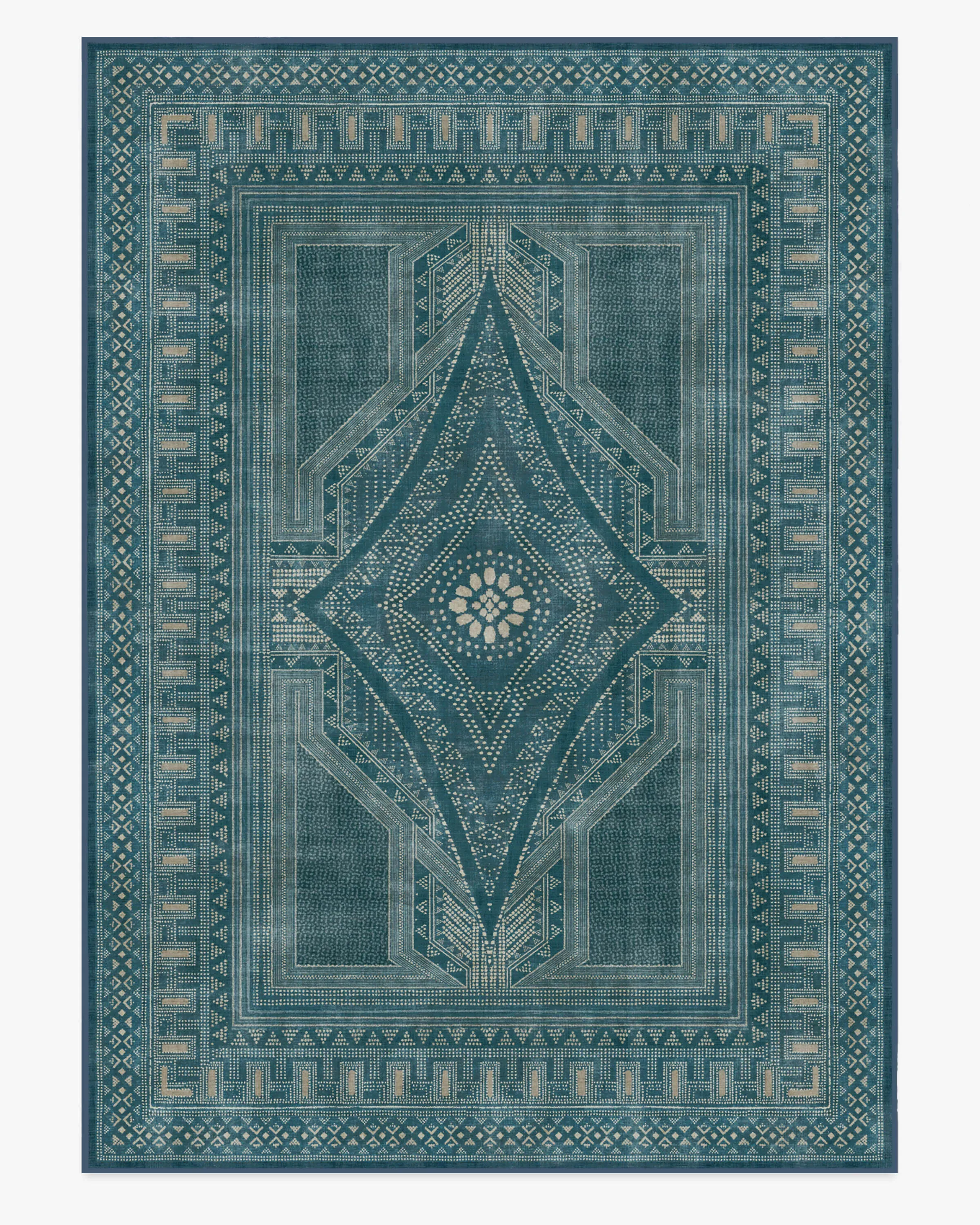 Large Area Rug Machine Washable - Blue, Flatwoven