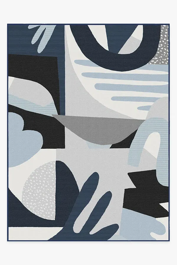 Large Area Rug Machine Washable - Blue, Grey