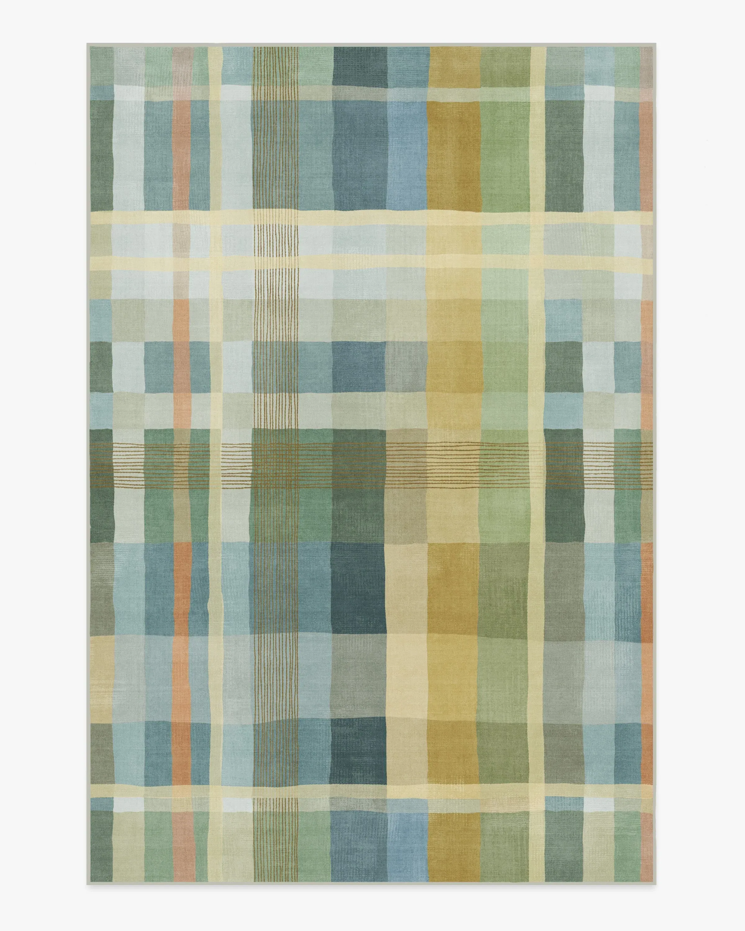 Large Area Rug Machine Washable - Blue Plaid