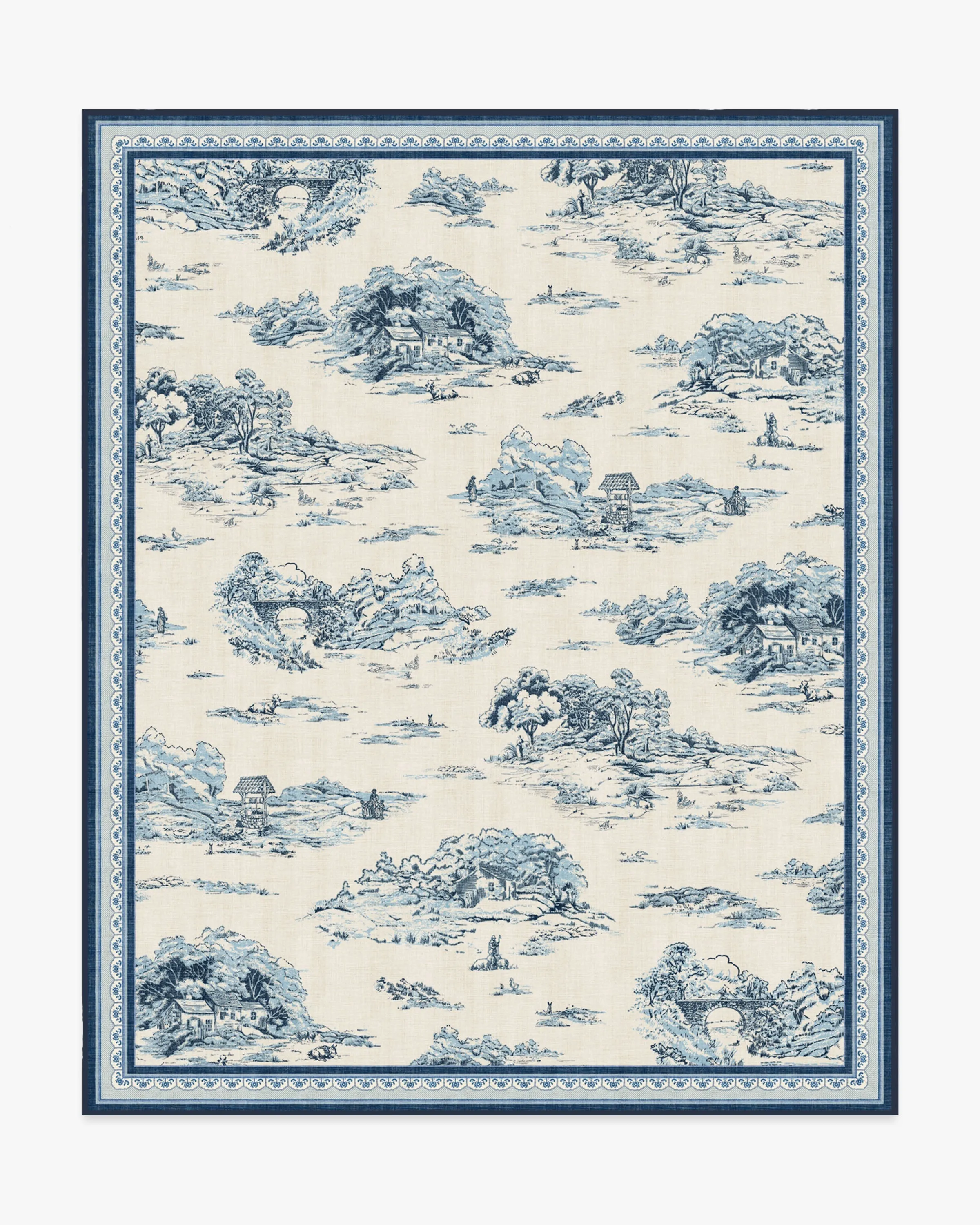 Large Area Rug Machine Washable - Blue